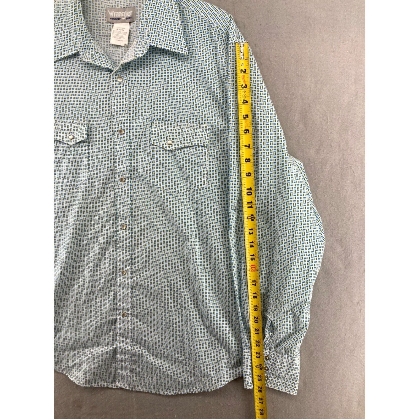 Wrangler Wrangler Wrancher Shirt Mens XL Blue Check Pearl Snap Up Cowboy Size US XL / EU 56 / 4 - 4 Thumbnail