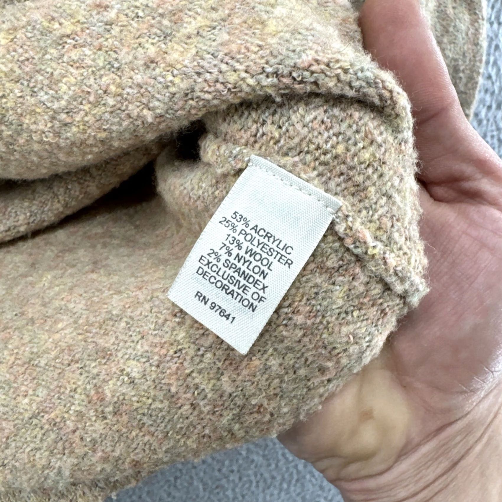 J. Jill J Jill Floral Cardigan Sweater Wool Blend Size L Beige Cap Sleeve Button Up Knit Womens Regular Vintage: No Size L / US 10 / IT 46 - 5 Thumbnail