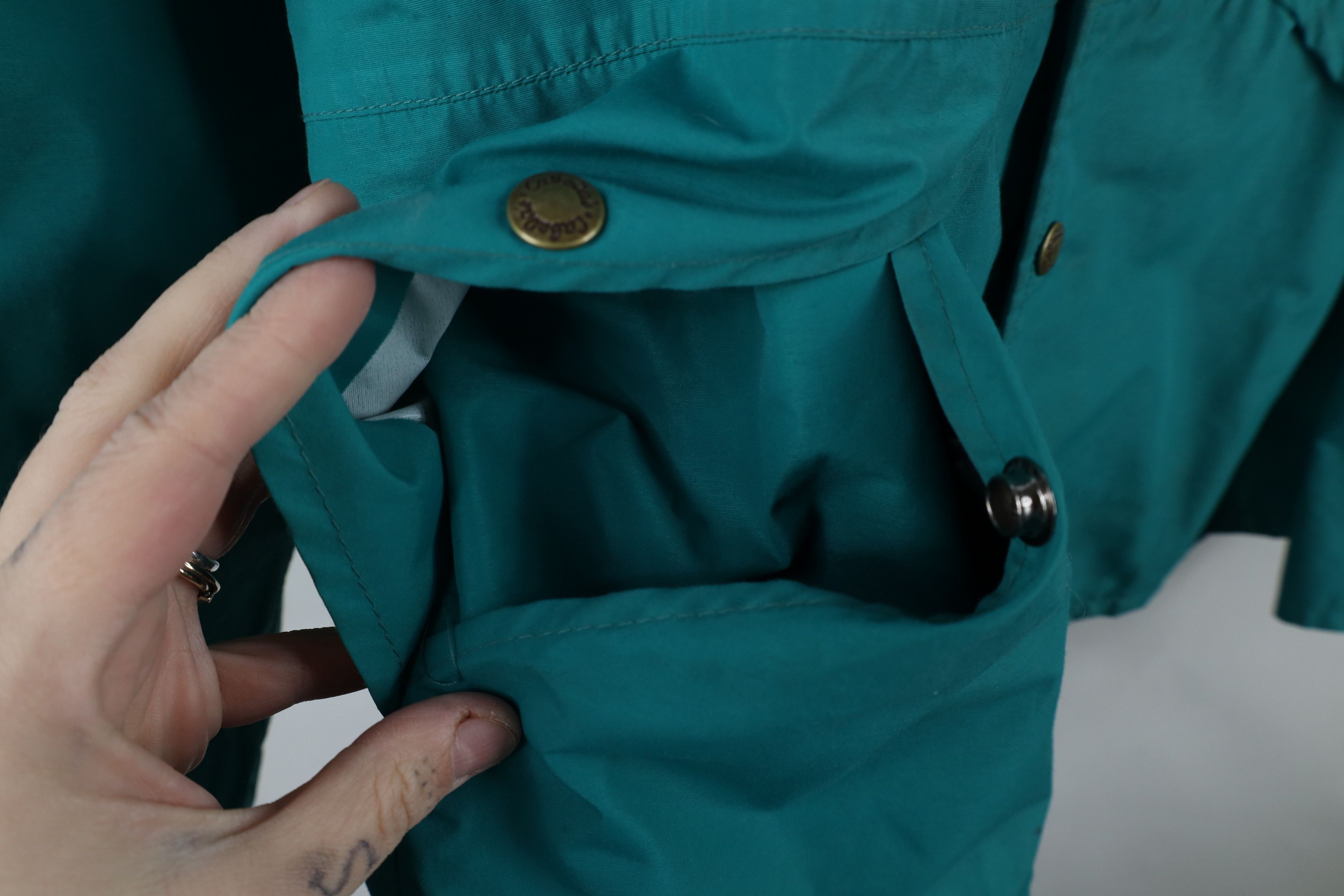 Cabelas × Vintage Vintage 80s 90s Cabelas Hooded Rain Jacket Teal USA Size US M / EU 48-50 / 2 - 6 Thumbnail