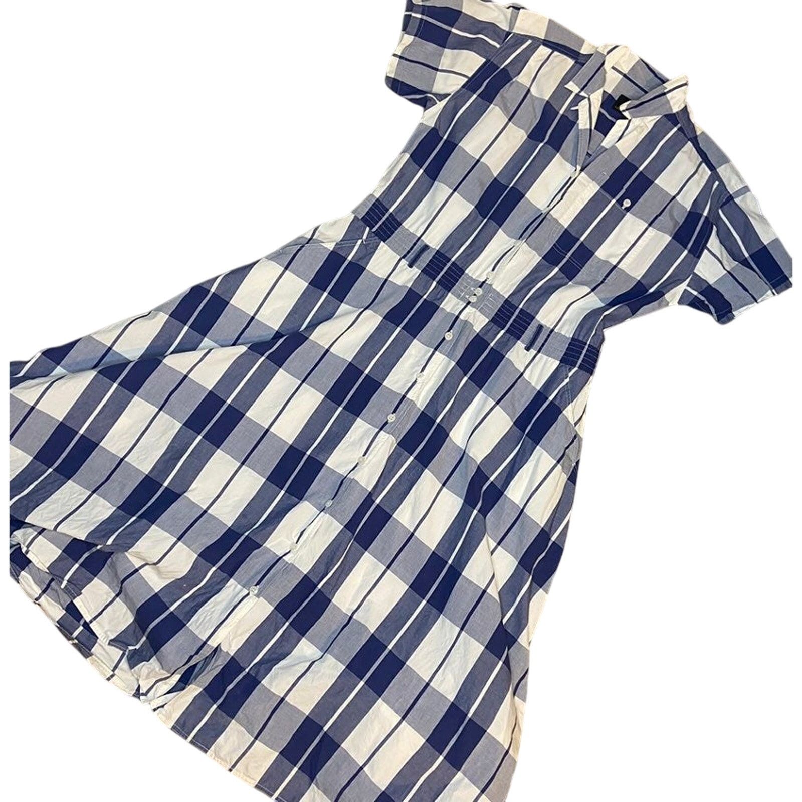 Liz Claiborne Vintage Liz Claiborne Picnic Blue Plaid Full Cotton Dress Size L / US 10 / IT 46 - 1 Thumbnail