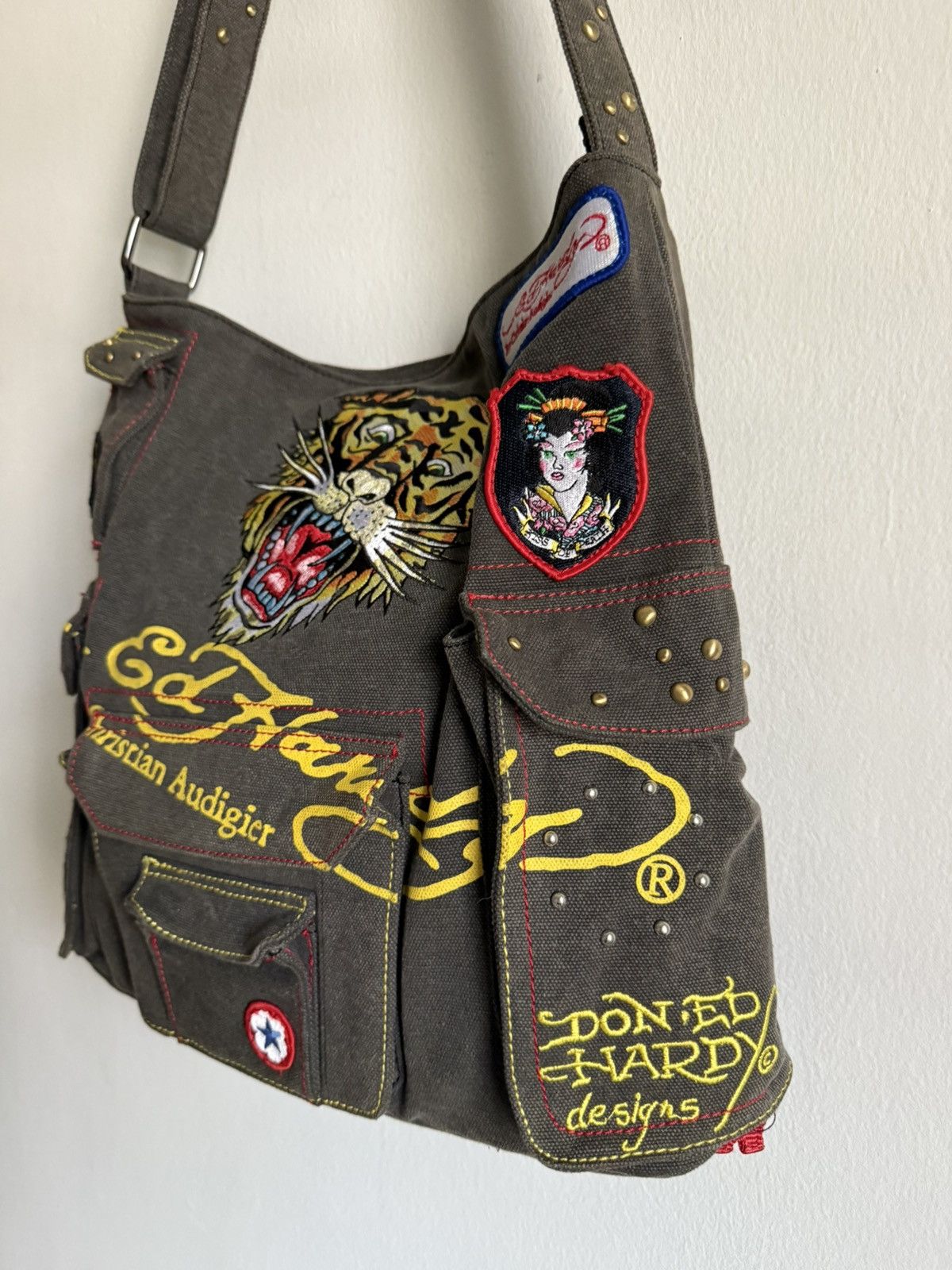 Ed Hardy 2000s Ed hardy Canvas Cotton muktipocket sling bag Size ONE SIZE - 3 Thumbnail