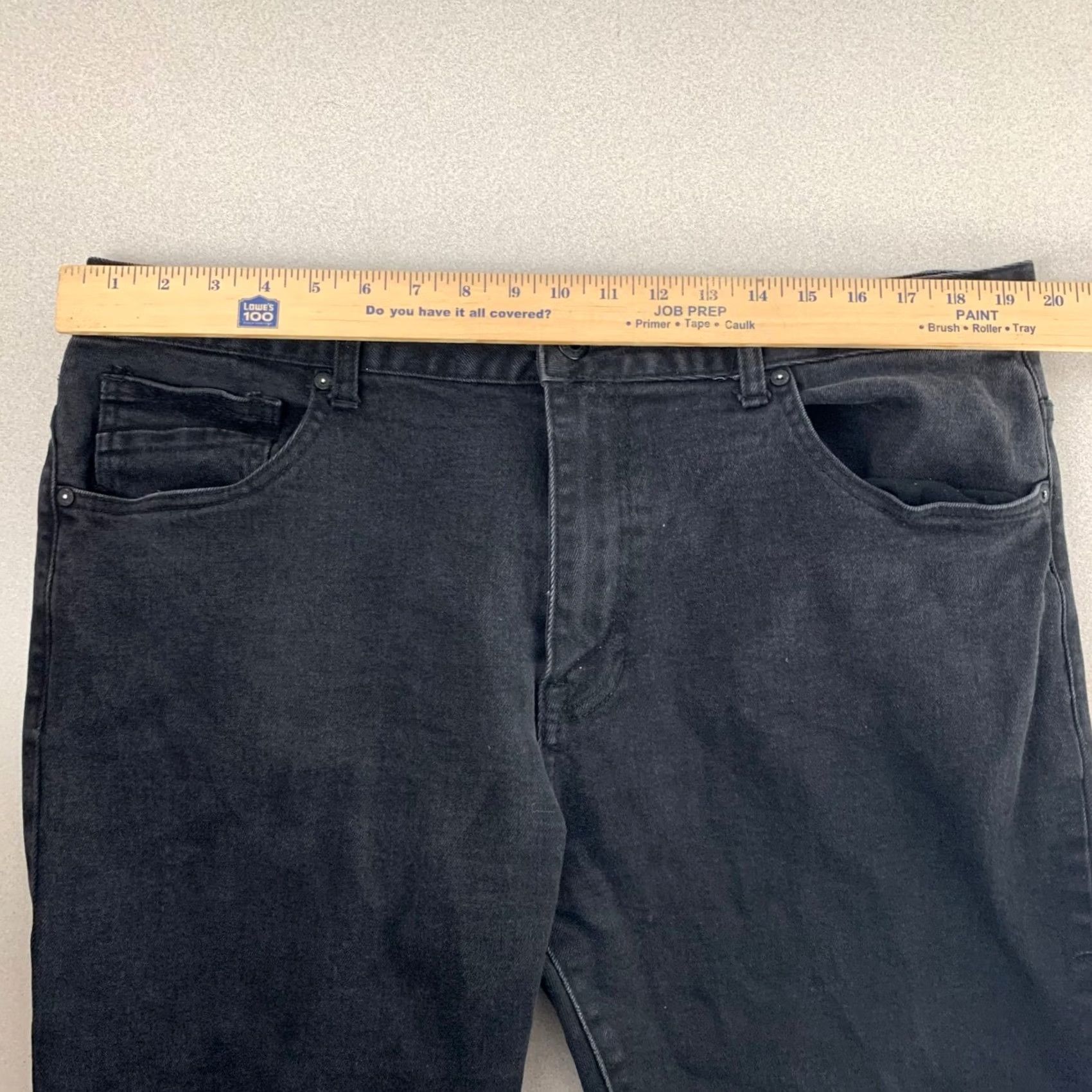Vintage Smoke Rise Jeans Men 40x34 Black Straight Leg Stretch Knee Seams - Urban Streetwear Size US 40 / EU 56 - 7 Thumbnail