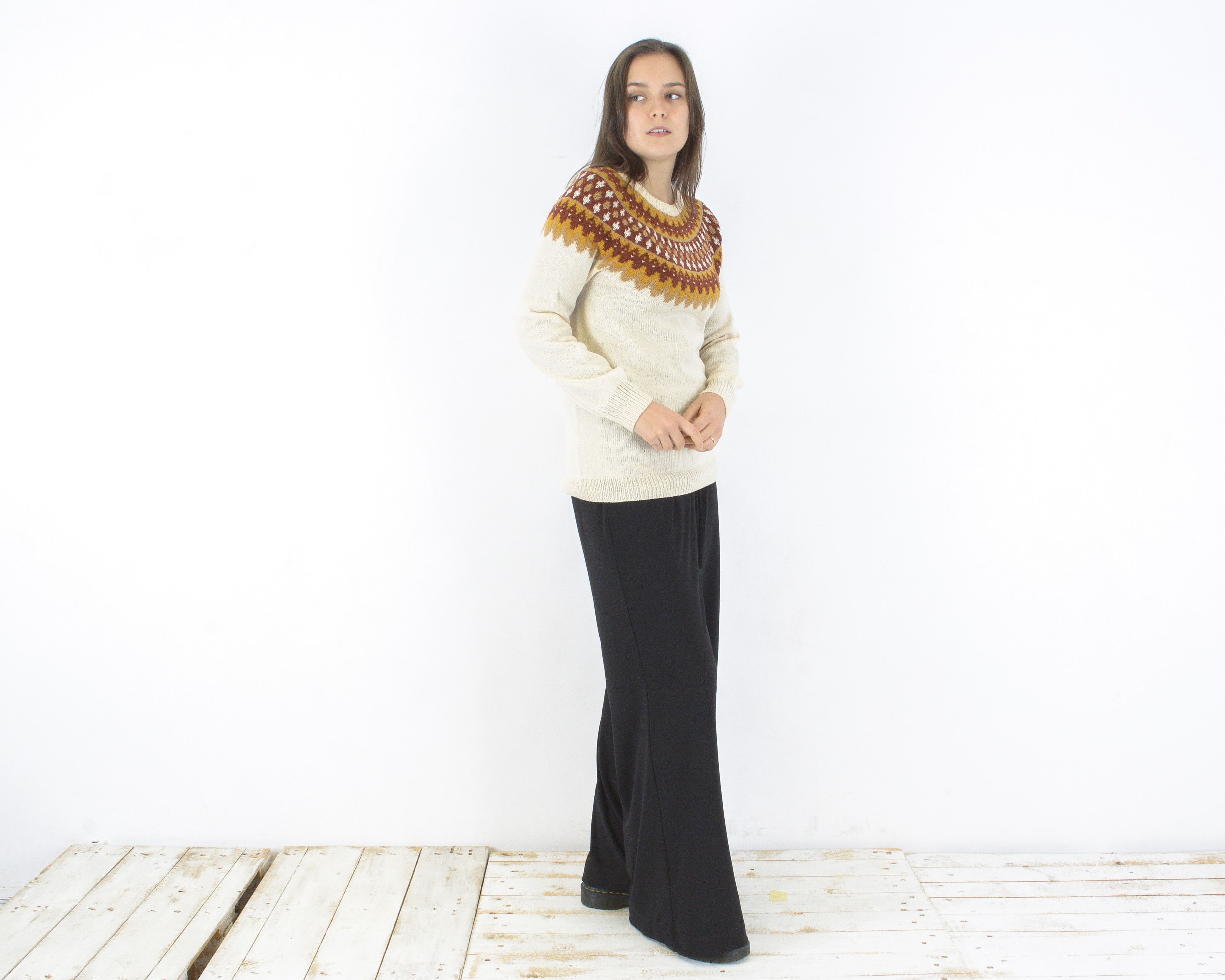 Vintage M Icelandic Sweater Fair Isle Pullover Jumper winter xmas Size M / US 6-8 / IT 42-44 - 3 Thumbnail