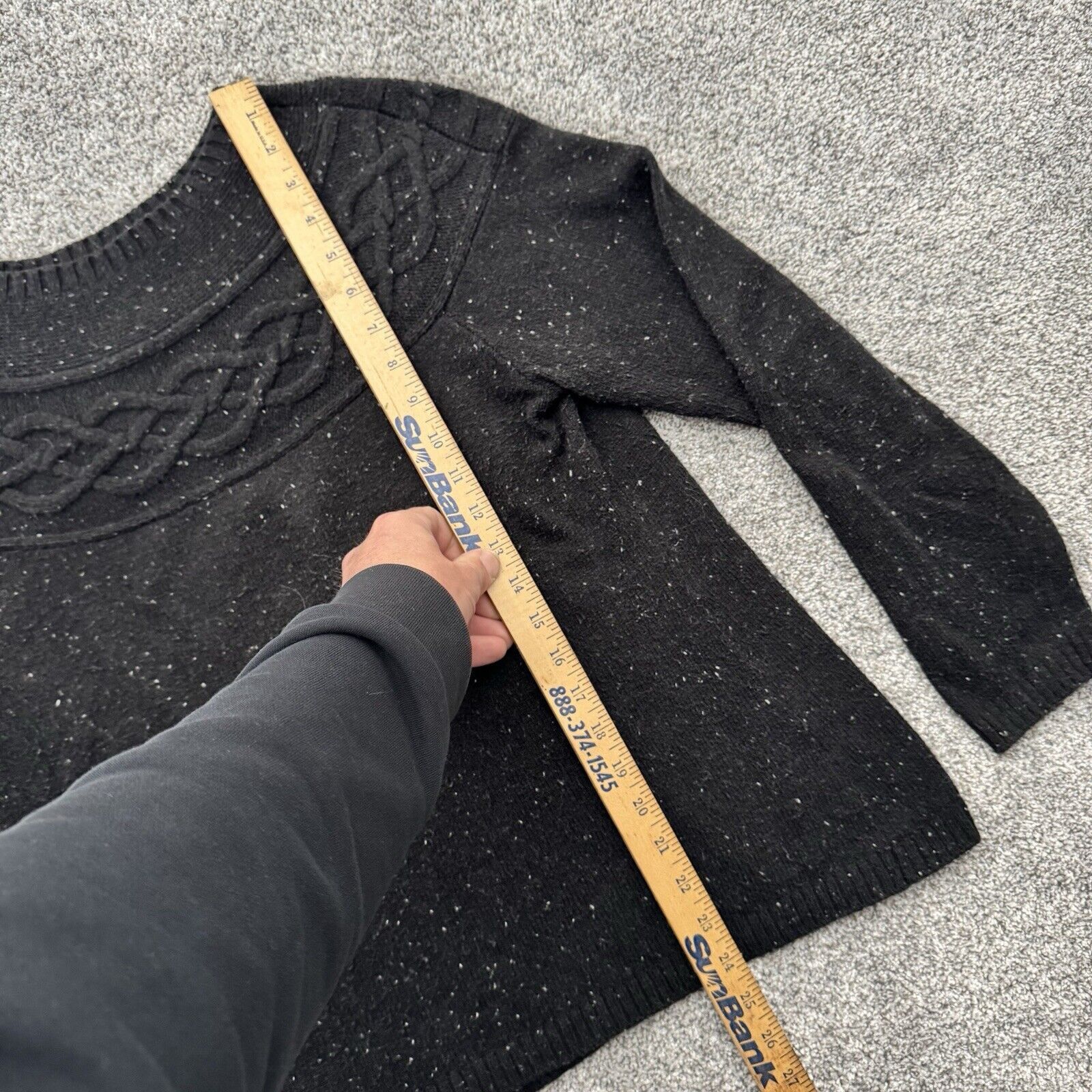 Other Talbots Sweater M Petite Black Cable Knit Speckled Academia Size M / US 6-8 / IT 42-44 - 2 Thumbnail