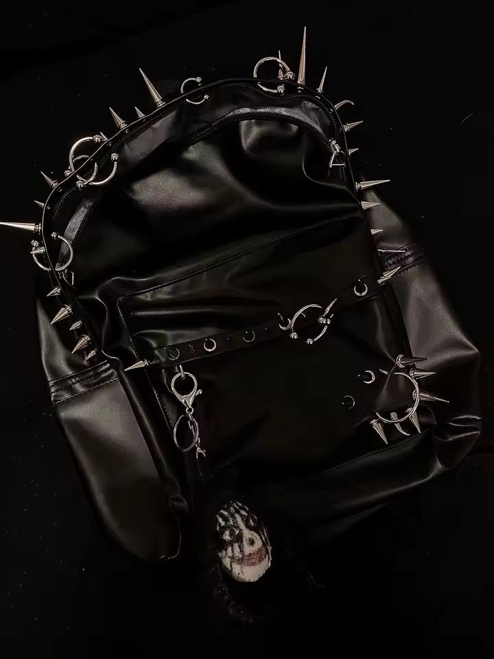 Other Punk Rivet Skull PU Leather Black Large Capacity Backpack Size ONE SIZE - 3 Thumbnail