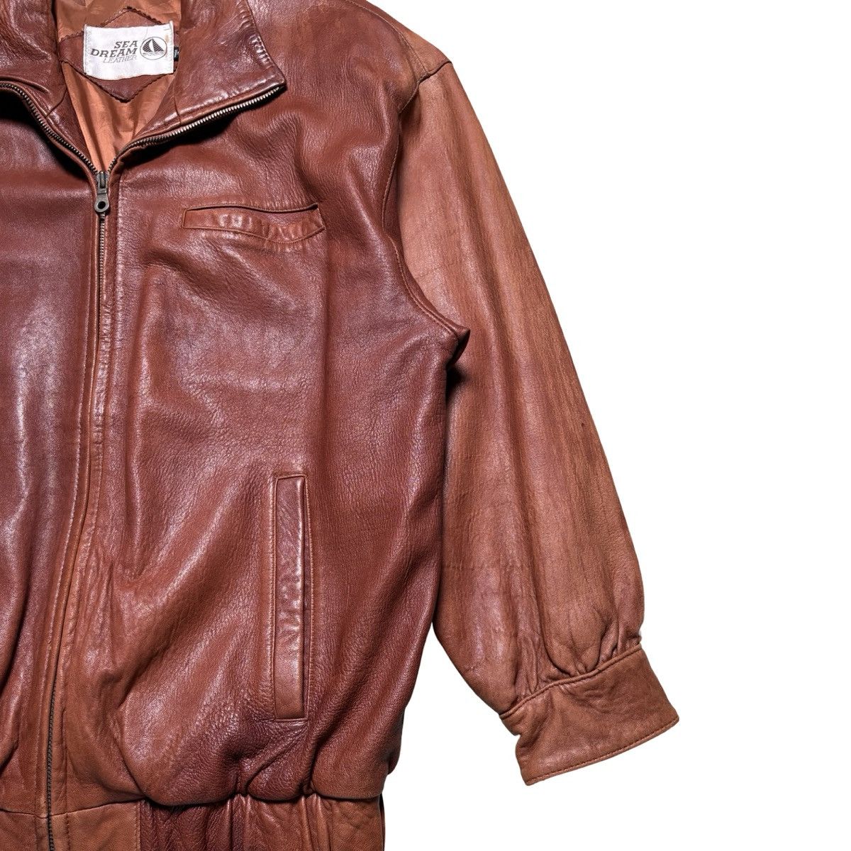 Other Vintage Sea Dream Leather Brown Leather Bomber Jacket Fade L Size US L / EU 52-54 / 3 - 2 Thumbnail