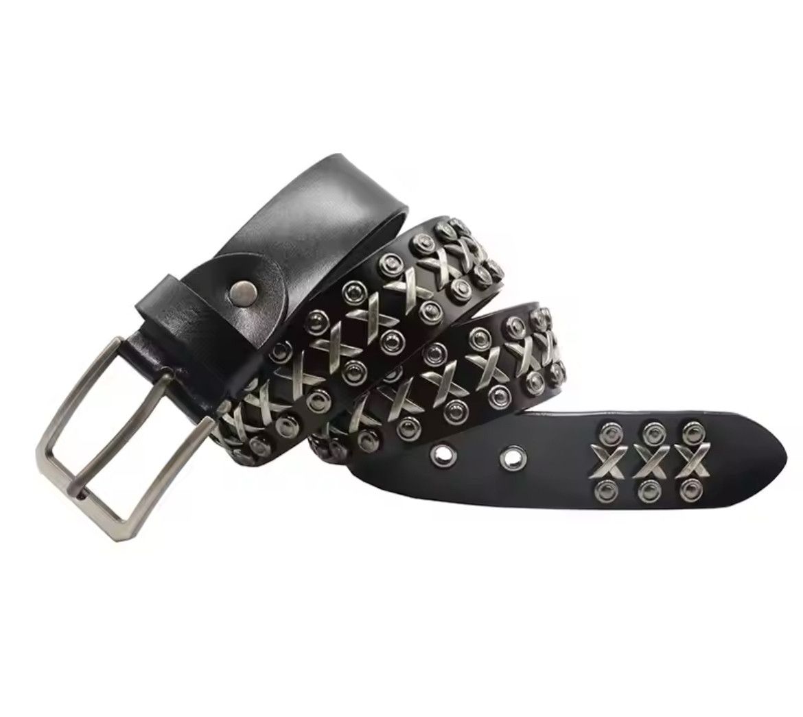 Japanese Brand Genuine Leather Punk Rivet Belts Size ONE SIZE - 2 Thumbnail