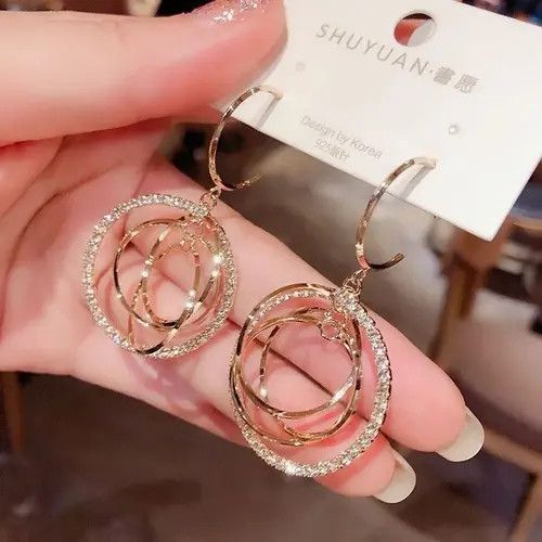 VIBE Women's Geometric Drop Earrings 2021 New Round Size ONE SIZE - 3 Thumbnail
