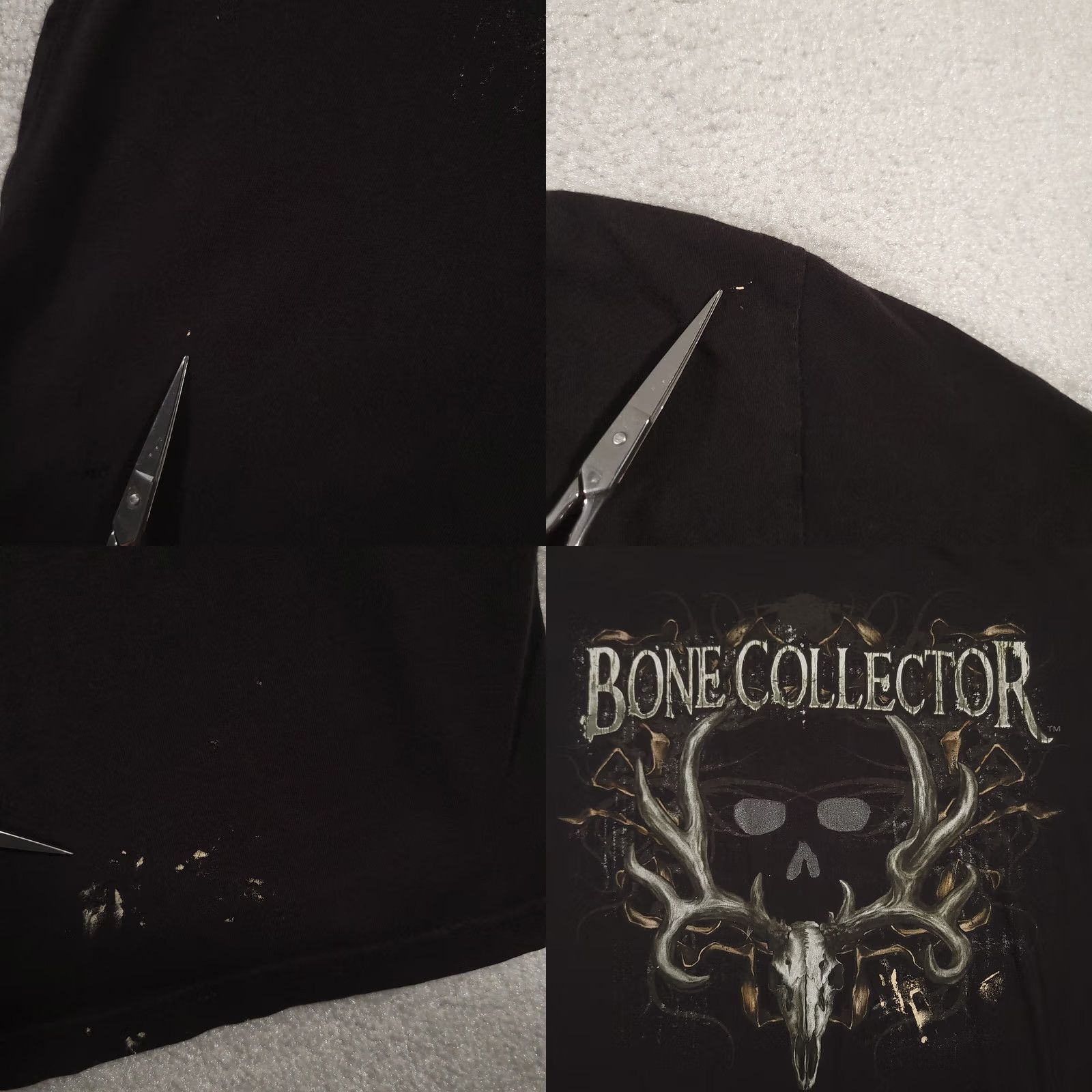 Vintage VINTAGE Bone Collector T-Shirt Mens Large Black Double-Sided Skull Grunge 90s Distressed Size US L / EU 52-54 / 3 - 9 Thumbnail
