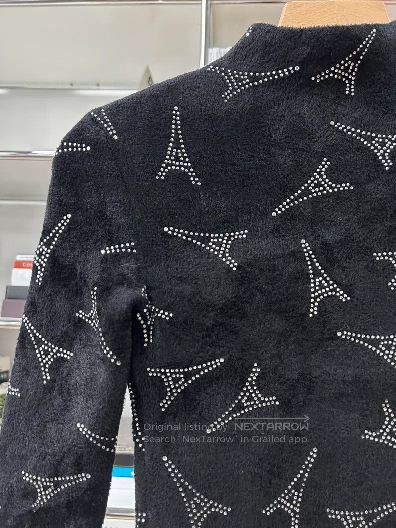 Balenciaga Balenciaga Black Velvet Diamond Sparkle Eiffel Tower Slim Size XS / US 0-2 / IT 36-38 - 6 Thumbnail