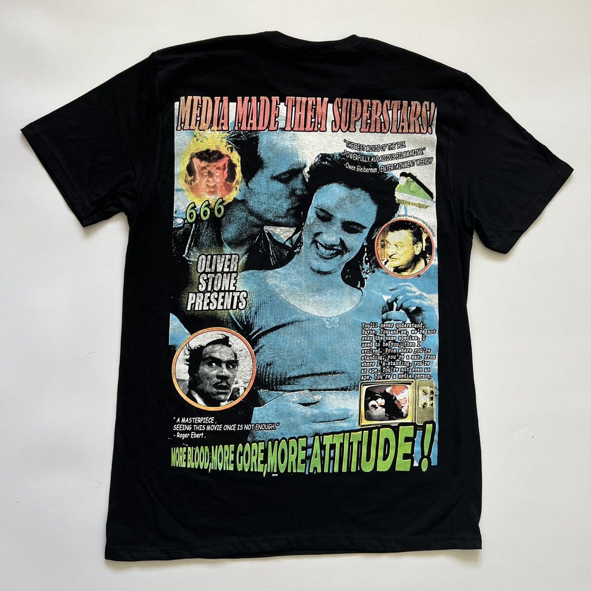image of Movie x Vintage L Size Natural Born Killers Bootleg T-Shirt Tshirt Usa 90's in Black, Men's
