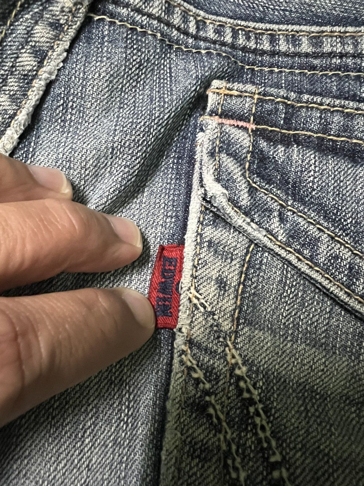 Edwin × If Six Was Nine × Japanese Brand VINTAGE EDWIN 503 BLUE TRIP DISTRESS JEAN Size US 31 - 18 Thumbnail