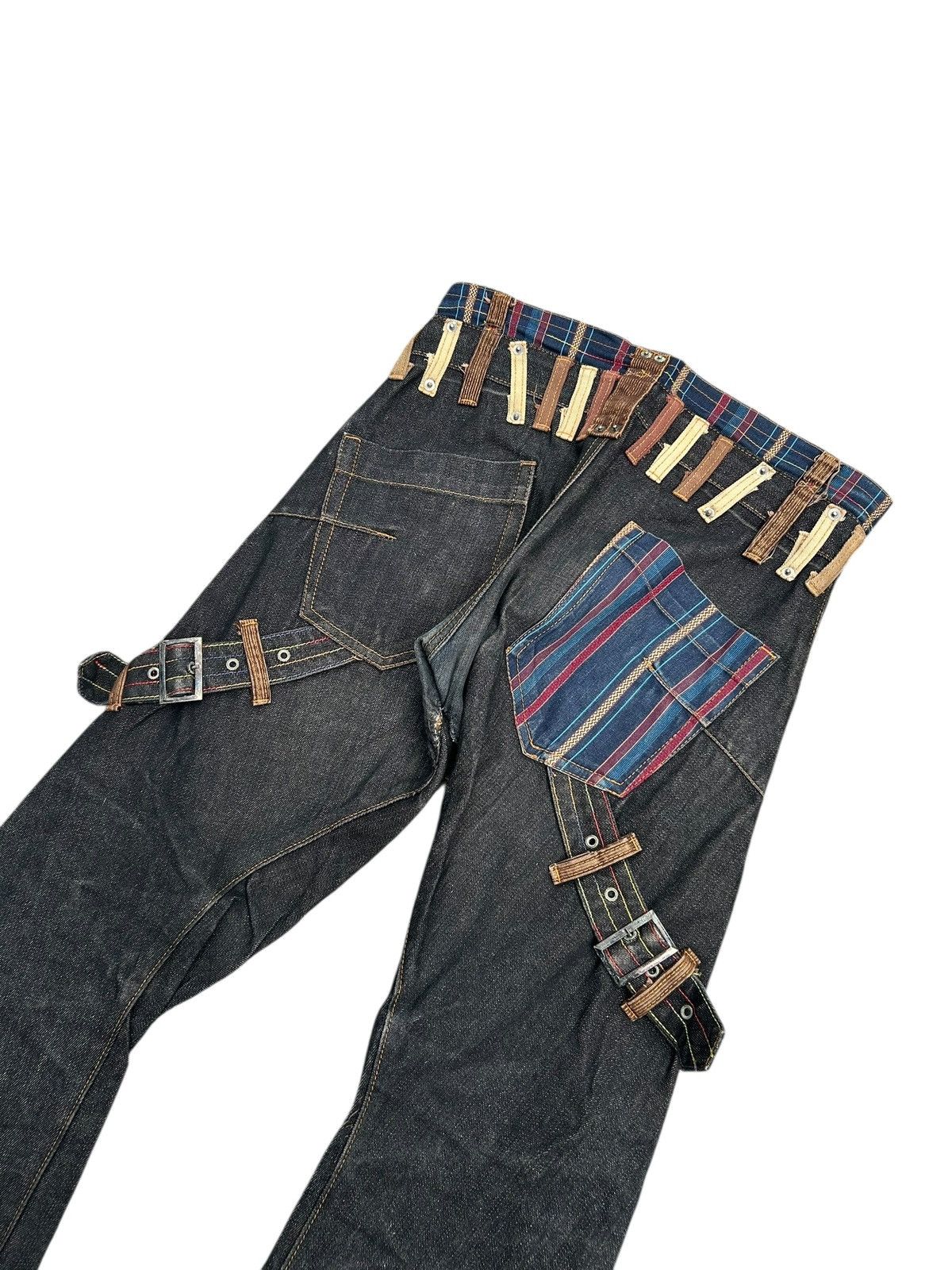 Japanese Brand × Kapital × Vintage Double Waist Japanese Punk Bondage Denim Jeans Size US 31 - 2 Thumbnail