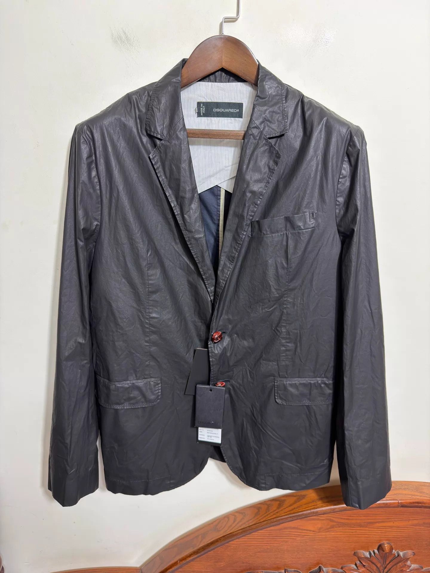 Dsquared2 Dsquared2 D2 Coated Black Suit Jacket New with Tags Size US M / EU 48-50 / 2 - 1 Thumbnail