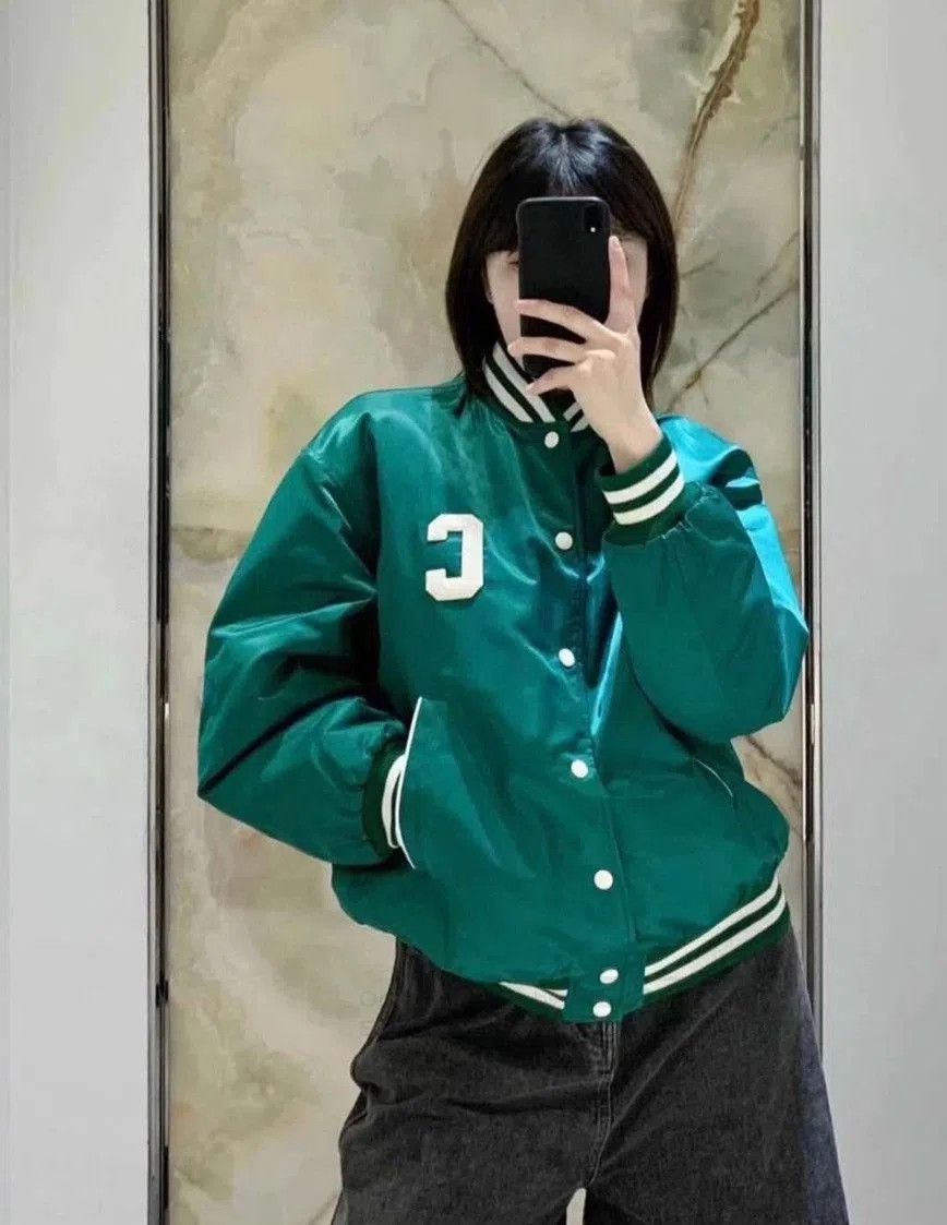 Celine Celine Green Letter Embroidery Baseball Jacket. Size S / US 4 / IT 40 - 1 Thumbnail