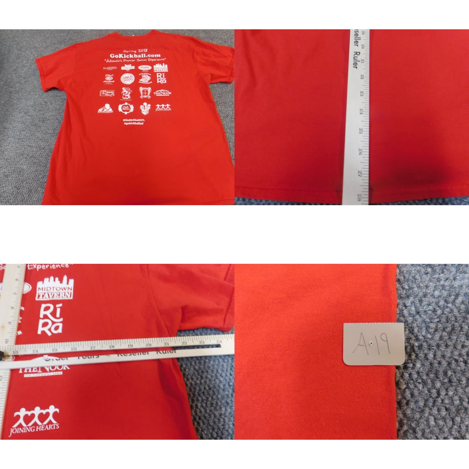 Gildan Gildan Mens T Shirt XL Red Logo Atlanta Go kickball 90s Theme Colorful Graphic Size US XL / EU 56 / 4 - 8 Thumbnail