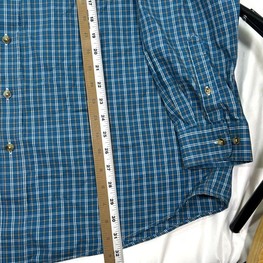 Vintage L.L.Bean Blue Plaid Button-Down Shirt Casual Long Sleeve Cotton Men's Lg Size US L / EU 52-54 / 3 - 6 Thumbnail