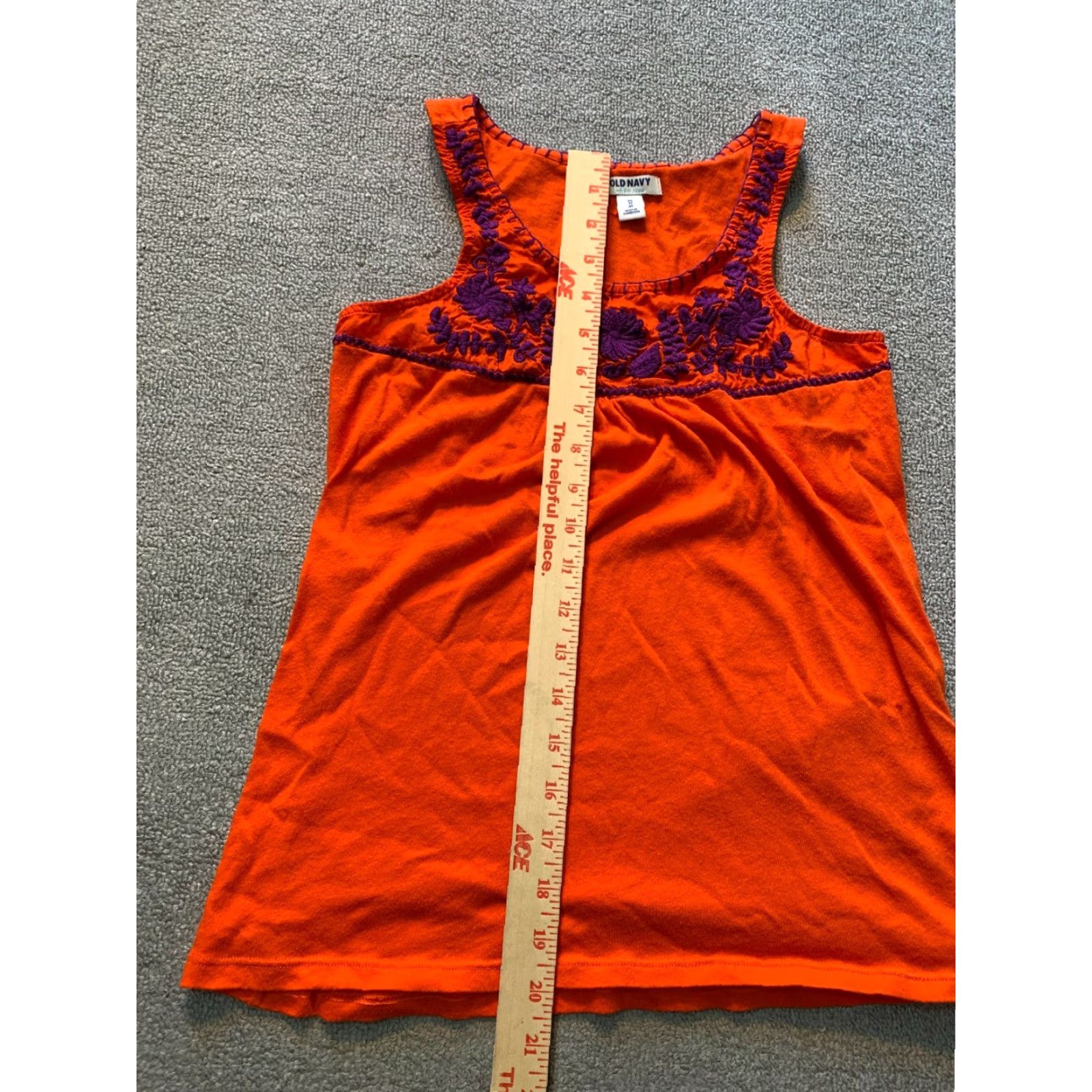 Old Navy Old Navy Blouse Women's XS Sleeveless Tank Top Floral Stitch Orange Casual Size XS / US 0-2 / IT 36-38 - 4 Thumbnail