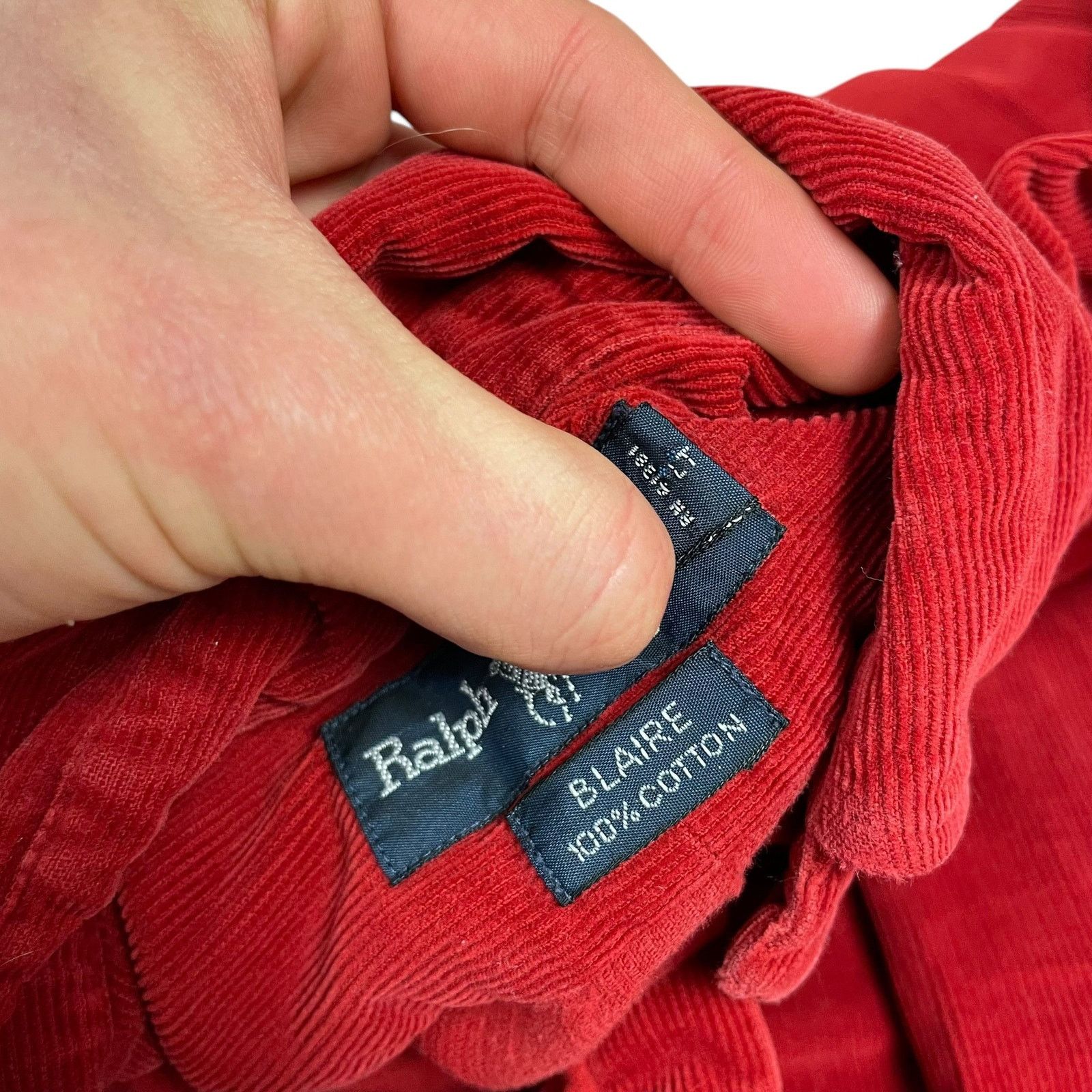 Ralph Lauren × Vintage Ralph Lauren Blaire Men's Red Cotton Corduroy Collared Shirt Size US L / EU 52-54 / 3 - 6 Thumbnail
