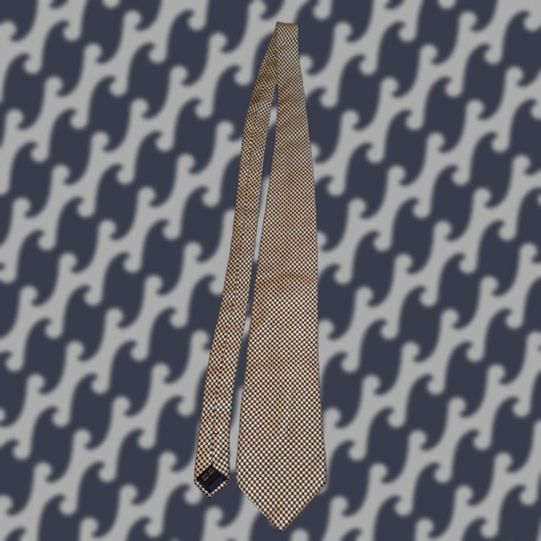 Vintage Bruno Piattelli Dark Gray & Cream Geometric Checkered Silk Tie Handmade Men 57-60" Size ONE SIZE - 1 Thumbnail