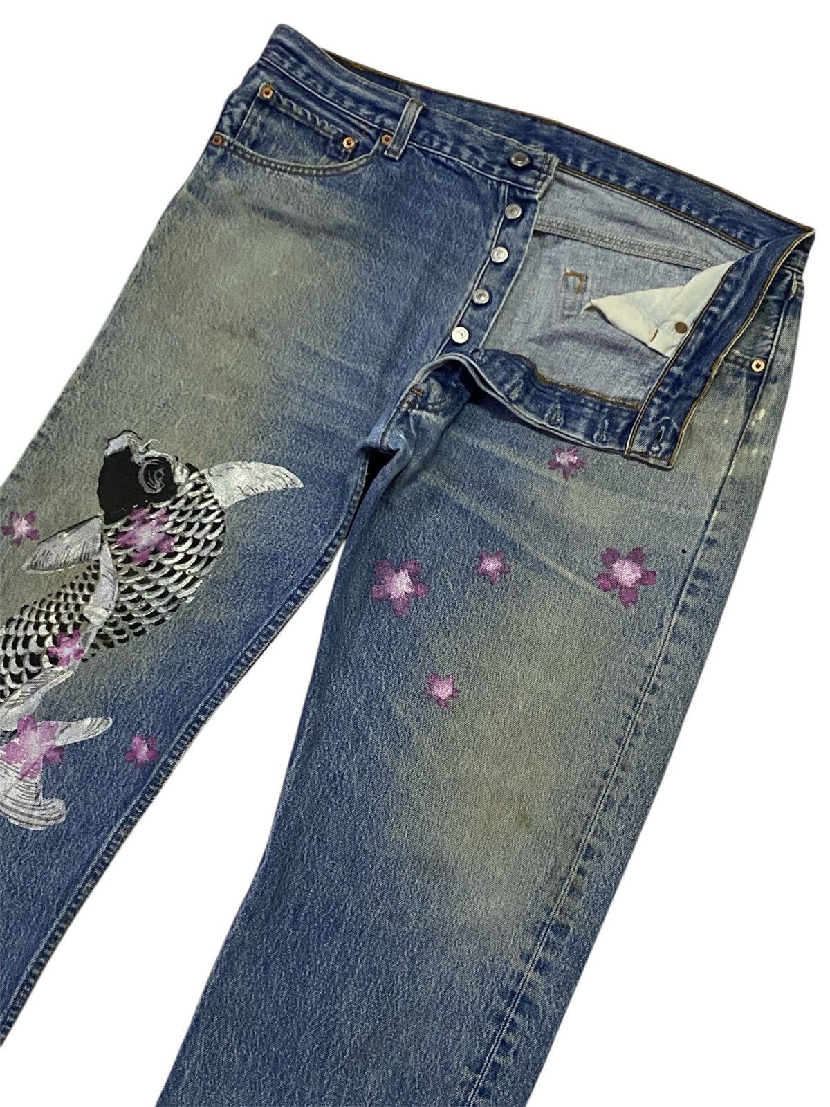 Levi's Vintage Levi’s 501 Custom Sukajan Distressed Denim Pants Size US 36 / EU 52 - 5 Thumbnail