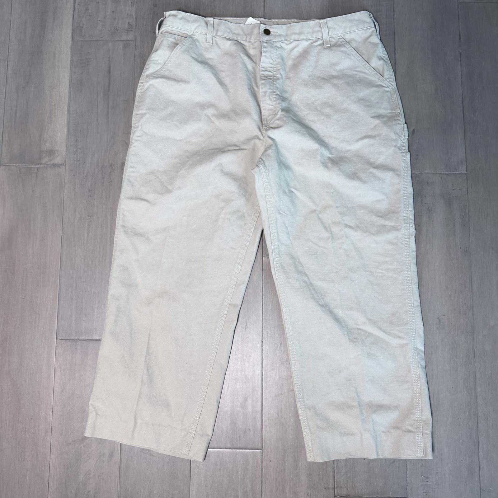 Carhartt Carhartt Men's Light Beige Cotton Work Pants Size 40x30 Size US 40 / EU 56 - 9 Thumbnail