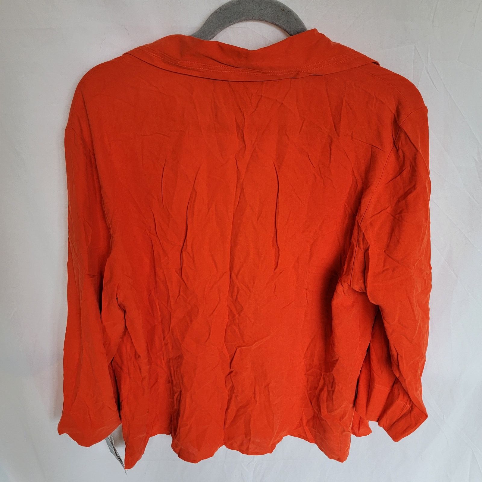 Other Y2K Gauva Red Orange 100% Silk Button-Up Shirt Size 18 Size XXL / US 16-18 / IT 52-54 - 13 Thumbnail