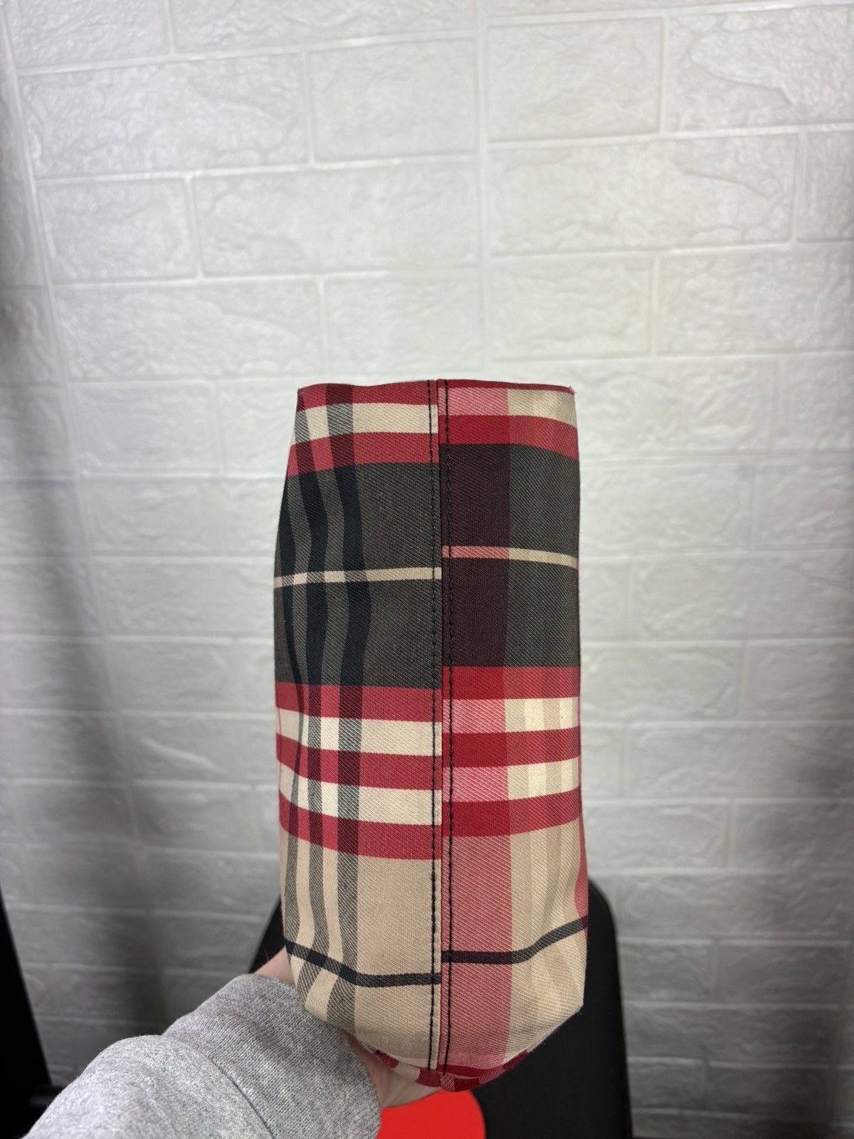 Burberry BURBERRY Nova Check Hand Bag Canvas Red Size ONE SIZE - 9 Thumbnail