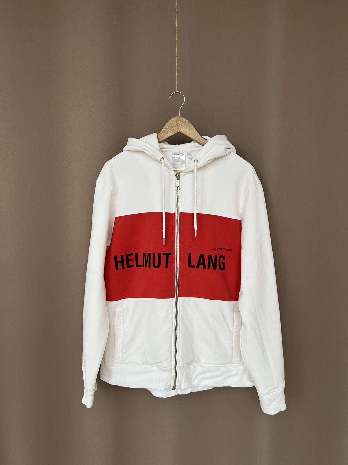 Helmut Lang Luxury Streetwear Helmut Lang Hoodie Campaign Red Panel Full Zip Mens Size M L Grailed