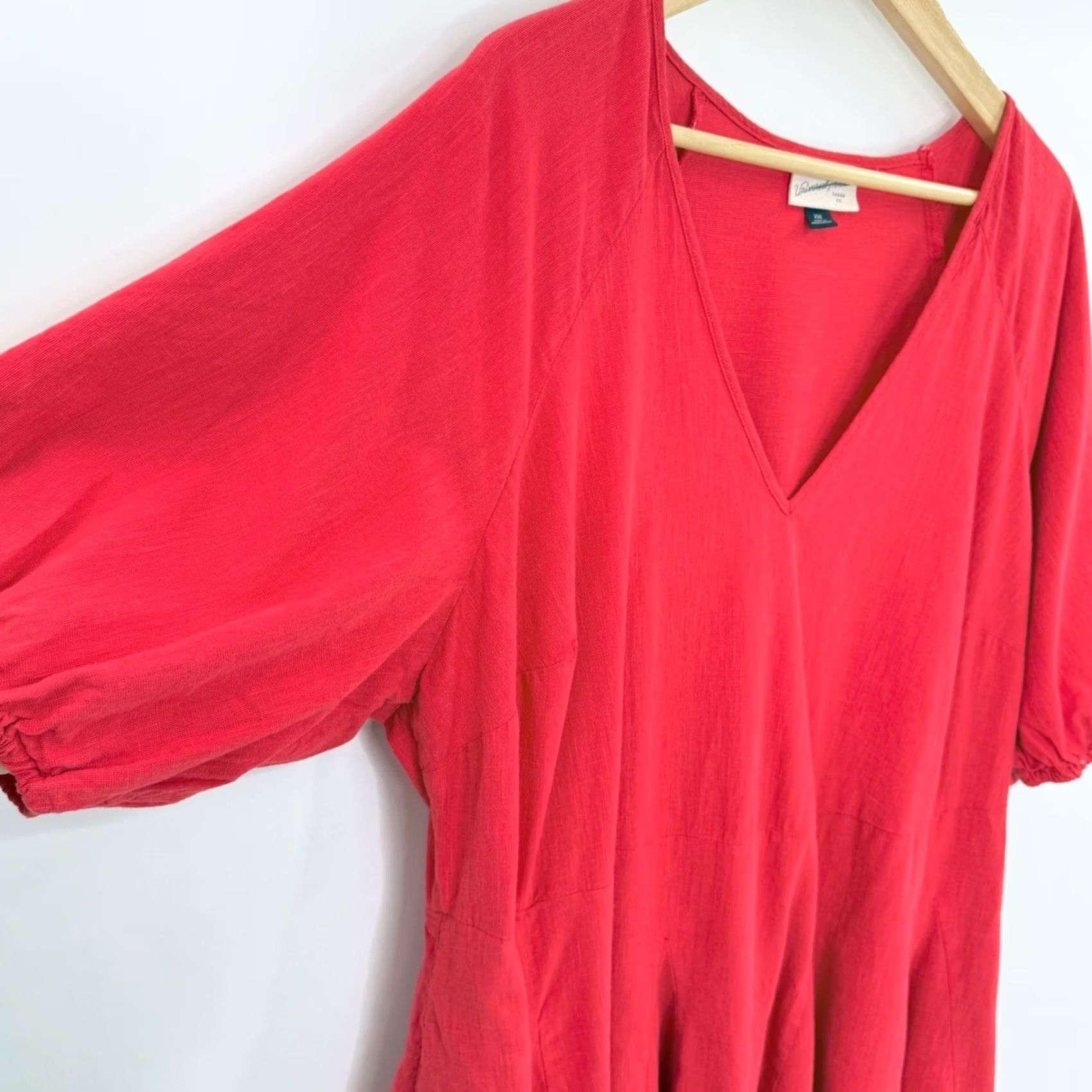 Vintage Universal Thread Dress Womens 2XL Red Neck Puff Sleeve Mini Cotton Rayon Pocketed Size XXL / US 16-18 / IT 52-54 - 6 Thumbnail