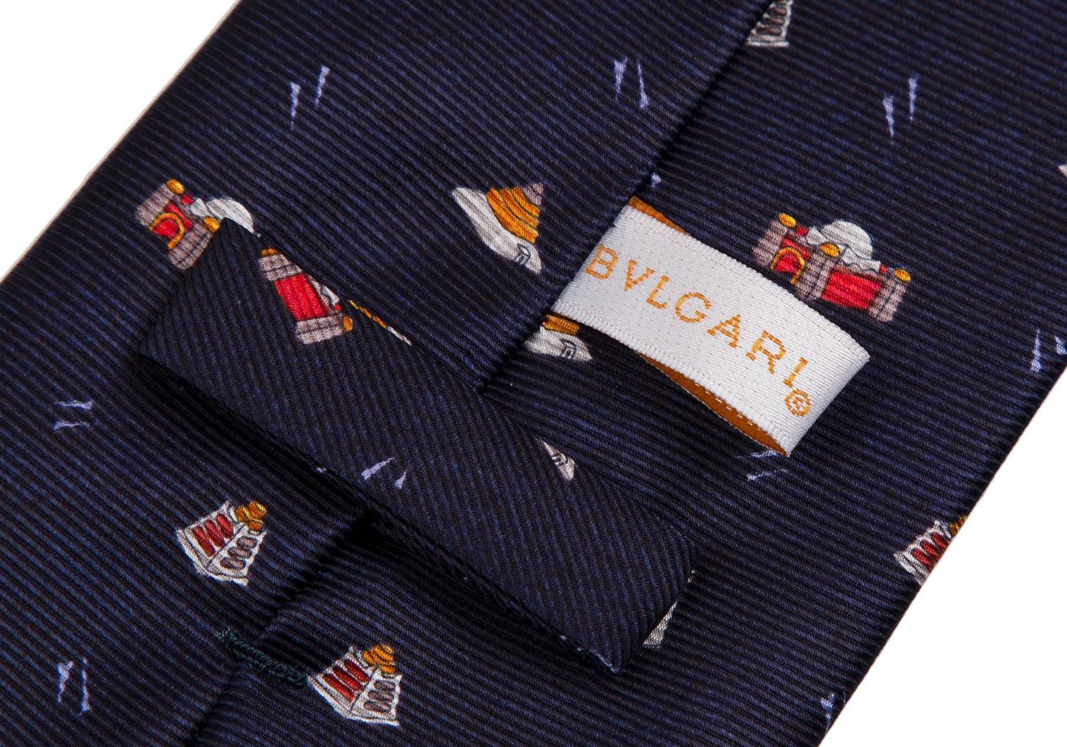 Bvlgari Silk Architectural Print Tie in Navy Blue Size ONE SIZE - 8 Thumbnail