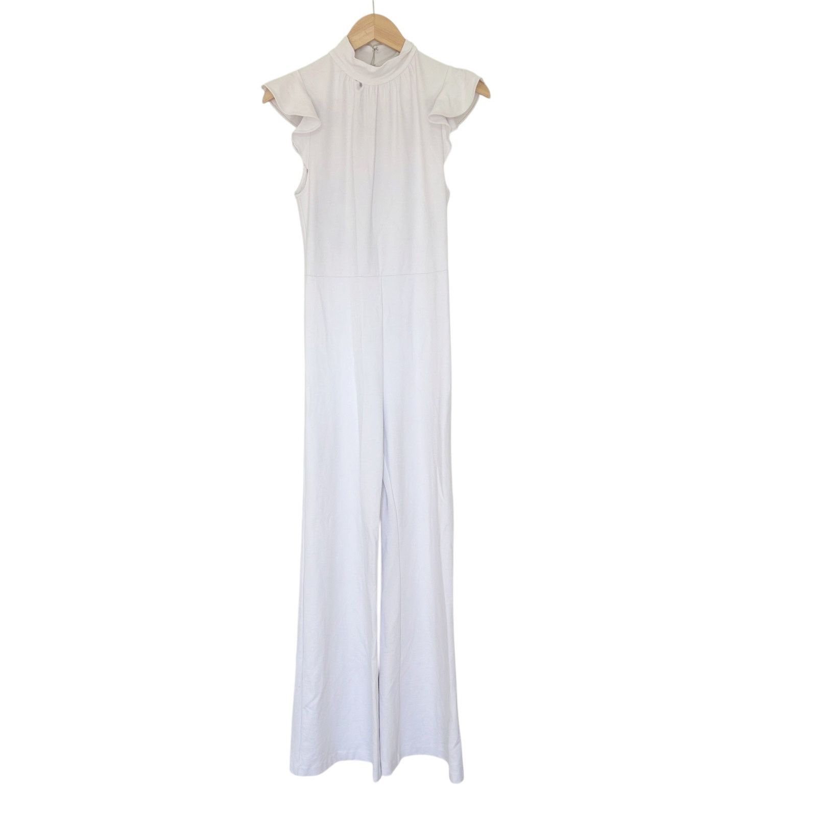 Amanda Uprichard Amanda Uprichard White Flutter Sleeve Jumpsuit Sz M Size 30" / US 8 / IT 44 - 1 Thumbnail