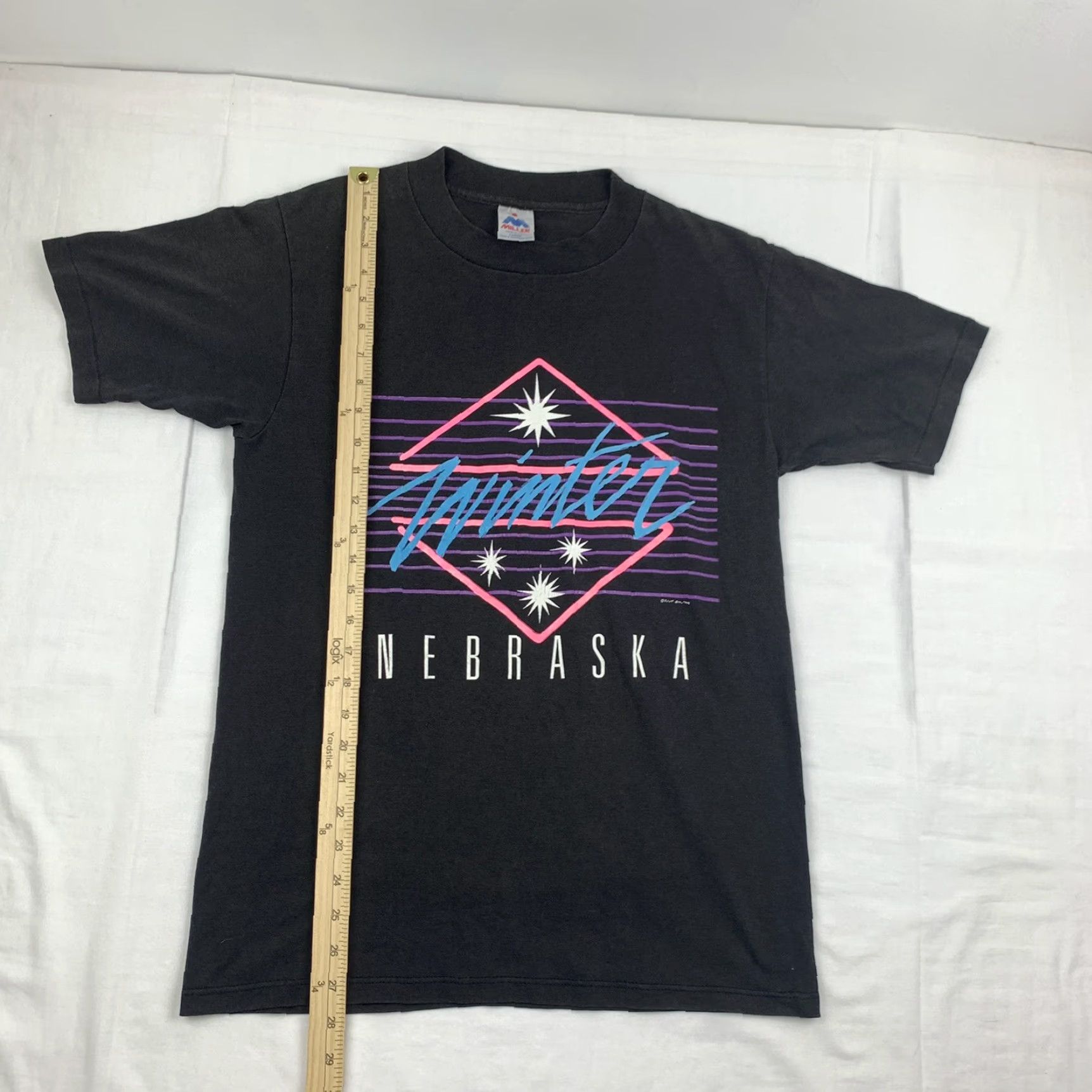 Vintage VINTAGE Miller Nebraska T-Shirt Adult Large Black Nature Outdoors Winter 90s Mens Size US L / EU 52-54 / 3 - 5 Thumbnail