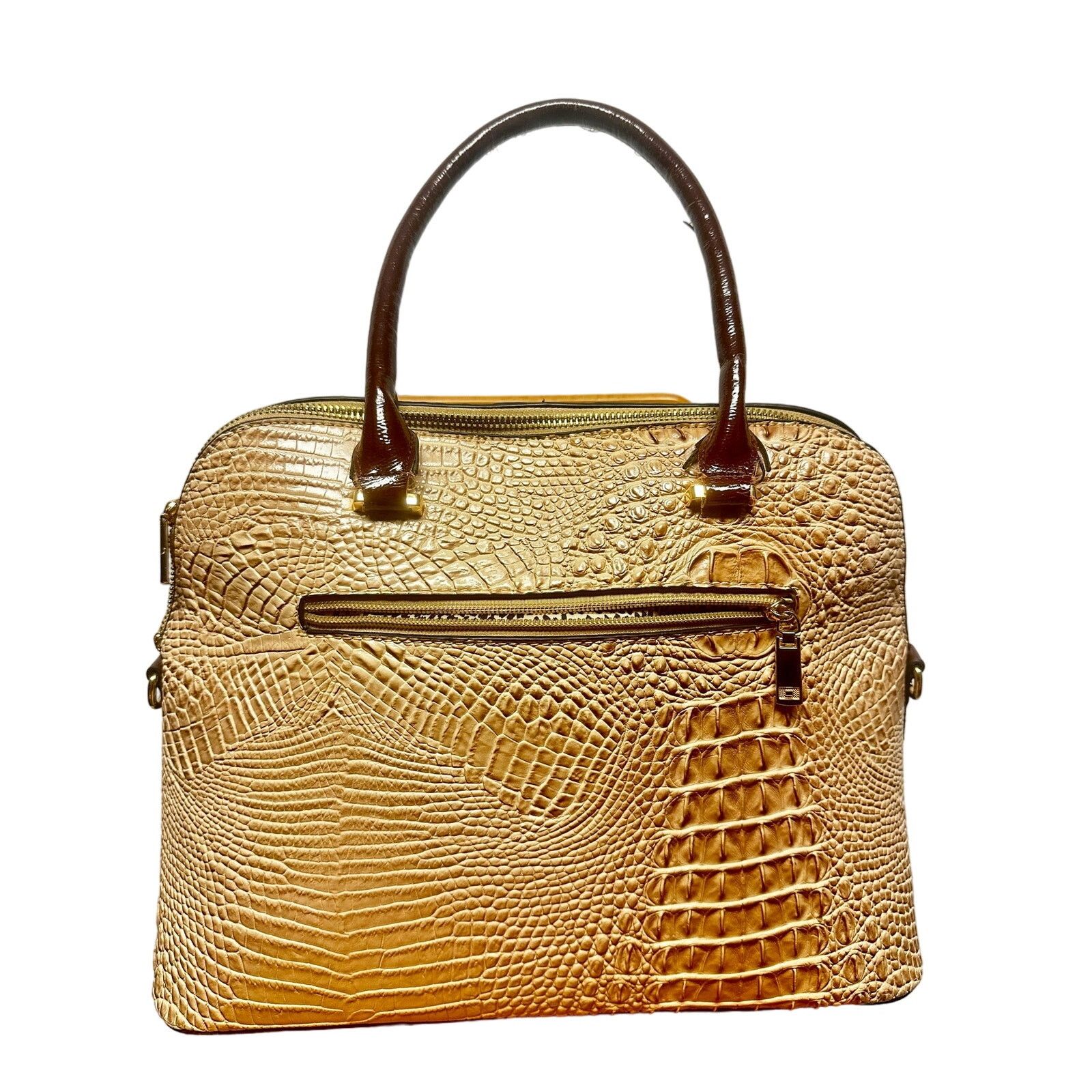 Handmade Beige & orange leather crocodile print handbag brown tassel Size ONE SIZE - 1 Thumbnail