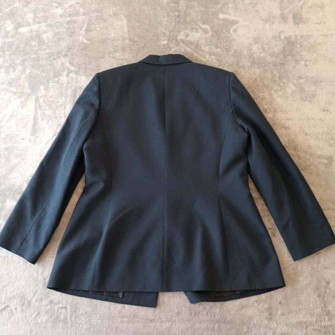 Vintage Le Suit Blazer Womens Size 14 Blue Houndstooth One Button Polyester Blend Lined Jacket - Single-Breasted Mens? Size XL / US 12-14 / IT 48-50 - 2 Thumbnail