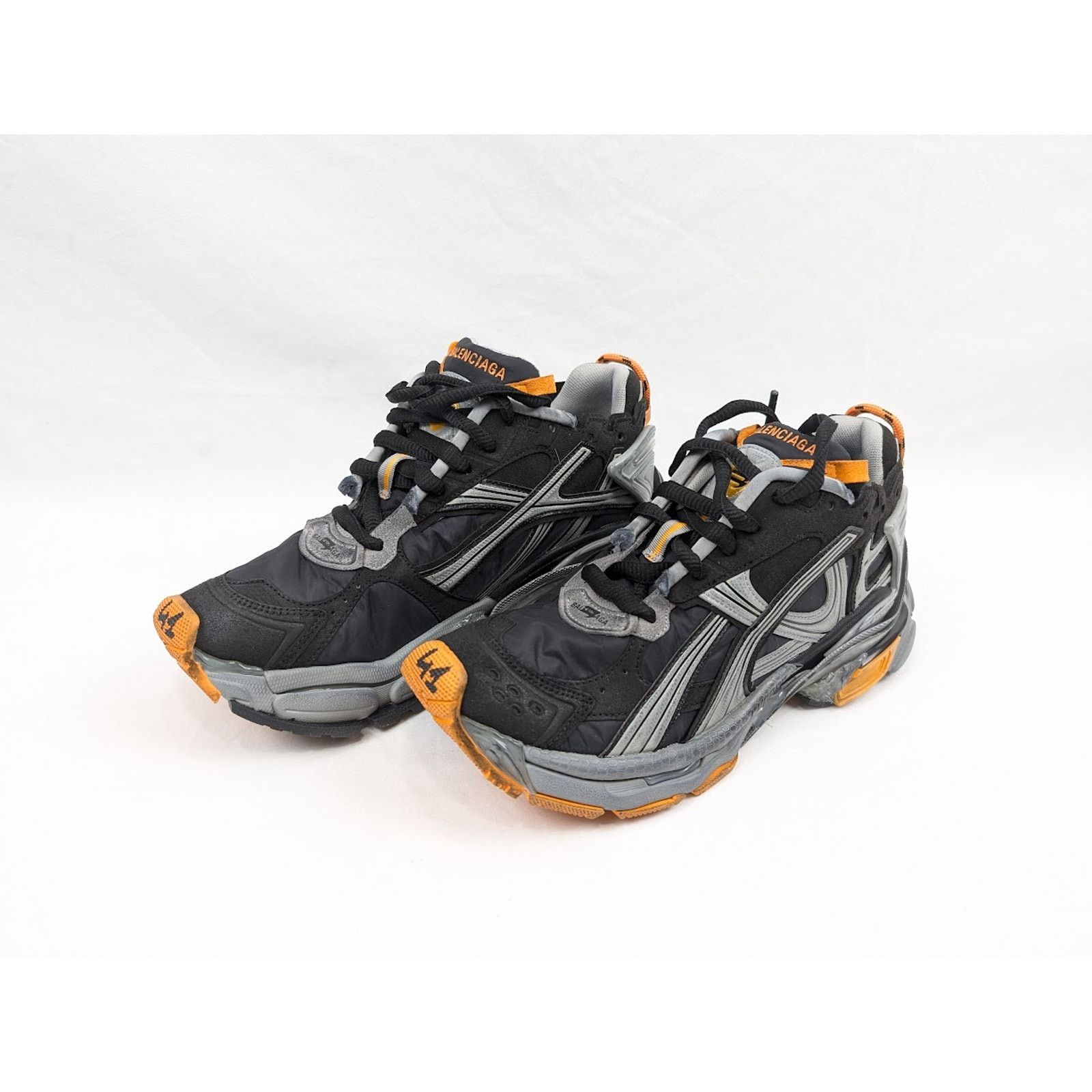 Balenciaga o1rshd1 Nylon Suede Runners in Black/Grey/Fluo Orange Size US 9 / EU 42 - 18 Thumbnail