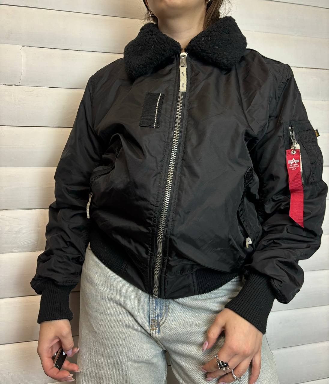Alpha Industries × If Six Was Nine × Vintage Vintage Y2K Alpha Industries Fur Collar Flight B-15 Jacket Size US L / EU 52-54 / 3 - 1 Thumbnail