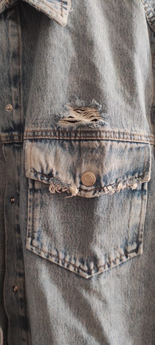 Zara Zara Denim Distressed Ripped Light Blue Jean Jacket Size S Size US S / EU 44-46 / 1 - 13 Thumbnail