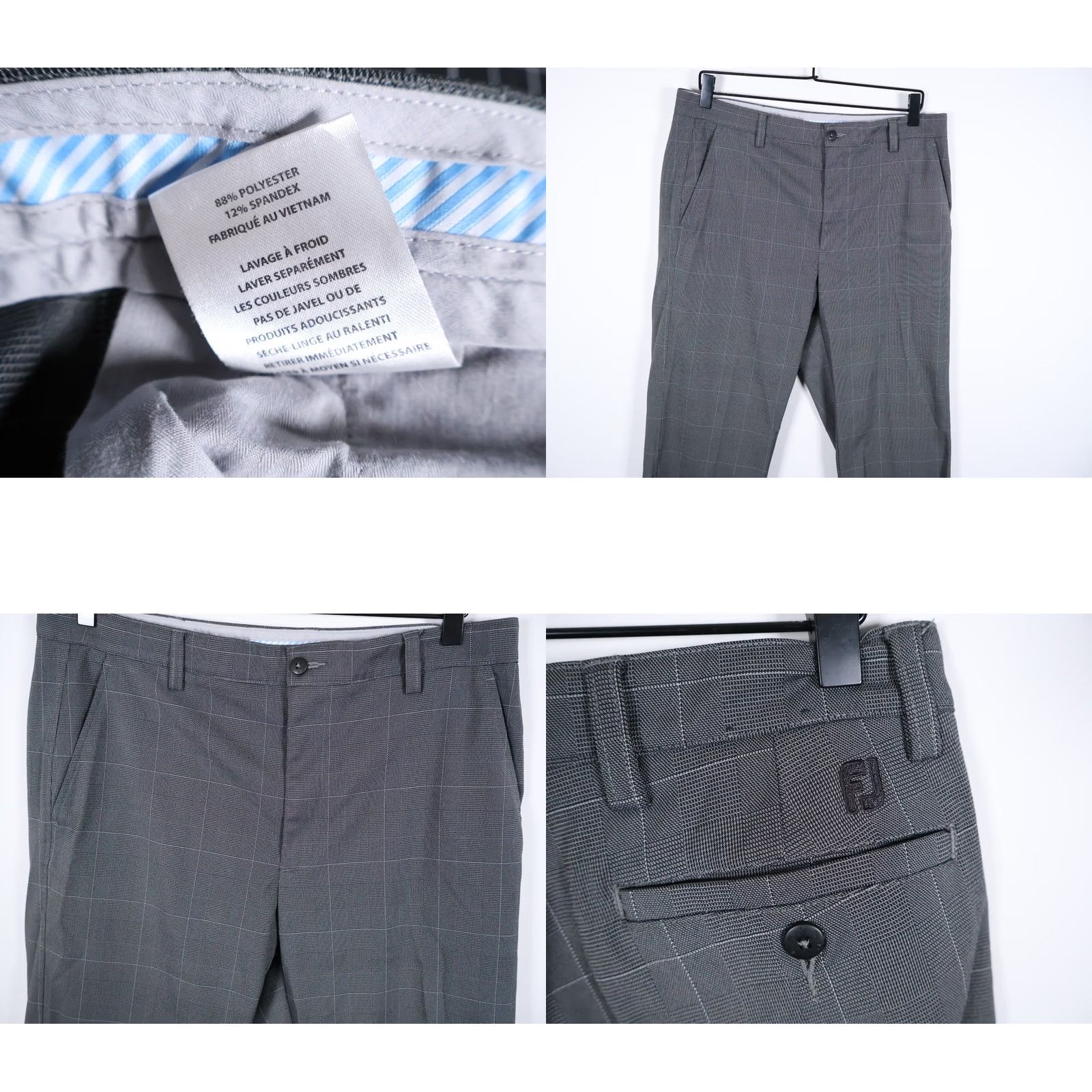 Footjoy FootJoy Pants Men's Gray Check Pattern Flat Front Golf 34 x 29 Size US 34 / EU 50 - 9 Thumbnail