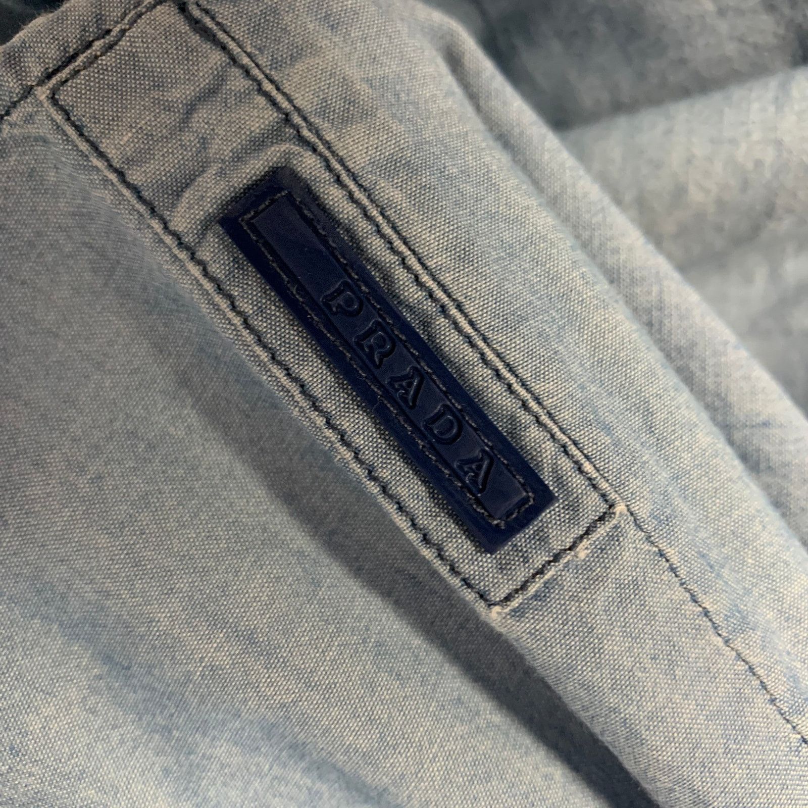 Prada PRADA Size S Blue Linen Blend Spread Collar Shirt Size S / US 4 / IT 40 - 5 Thumbnail