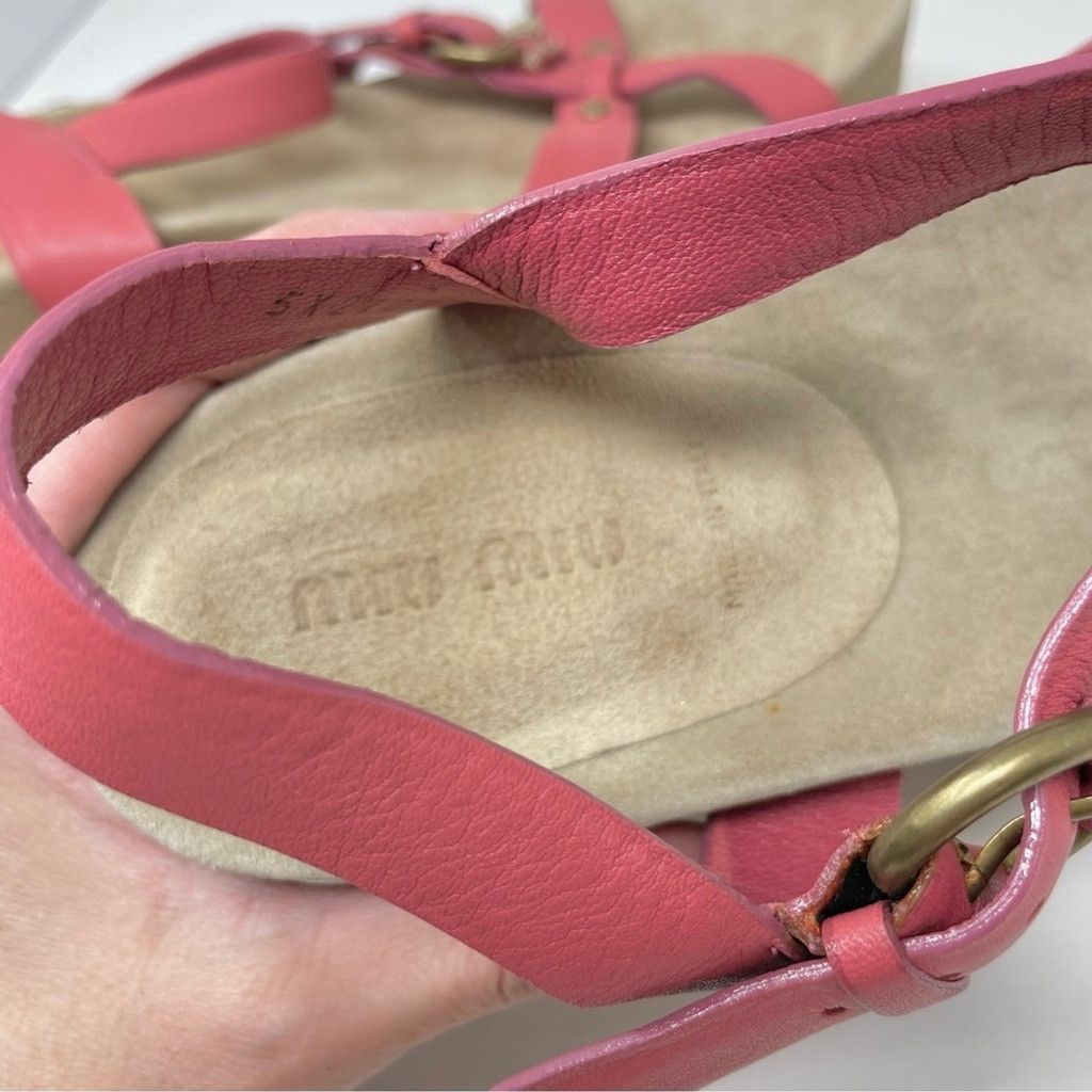 Miu Miu New Miu Miu Pink Leather Flatform Sandals Size 40 Size US 10 / IT 40 - 8 Thumbnail