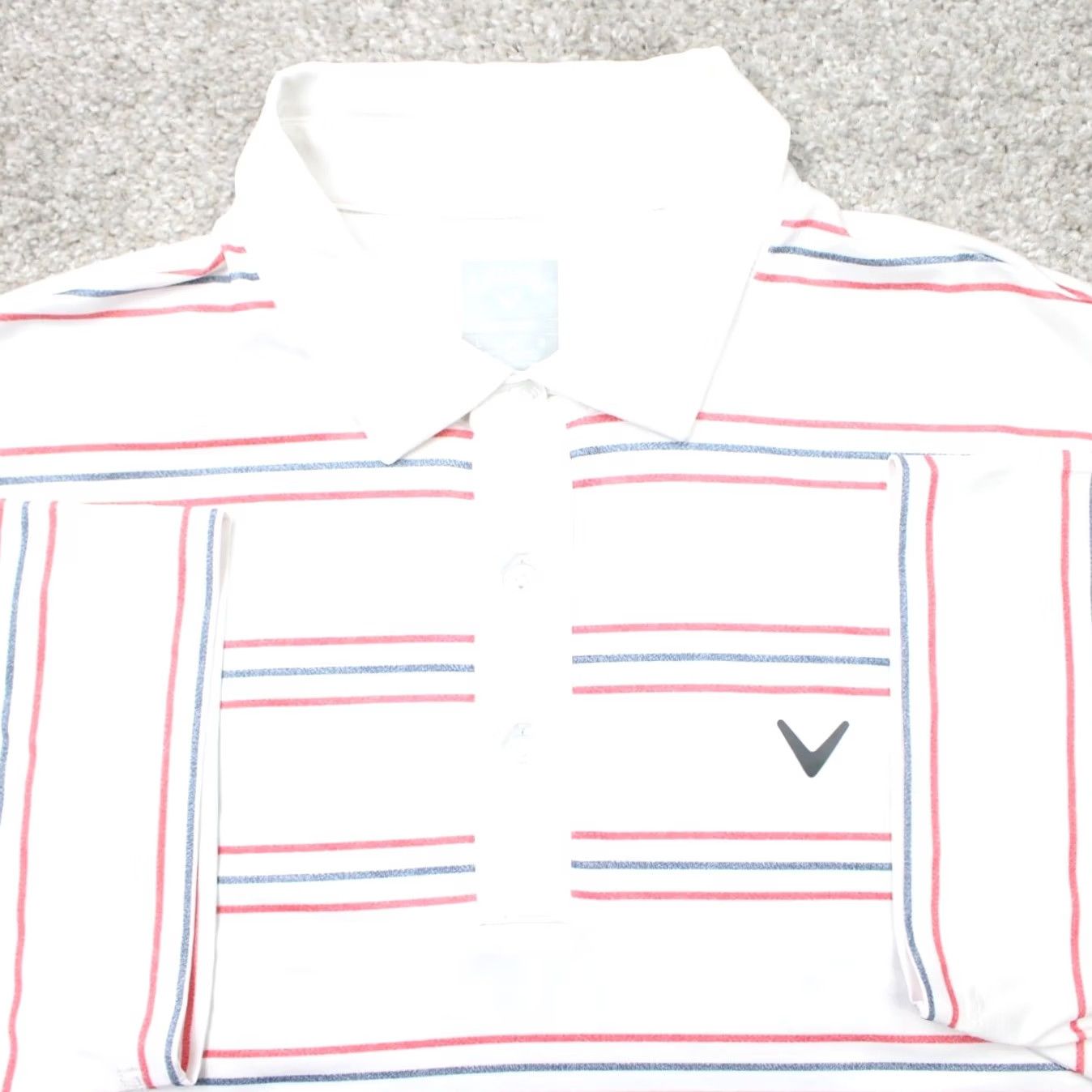 Callaway Callaway Polo Shirt Mens Large White Red Blue Striped Opti-Dri Golf Short Sleeve Size US L / EU 52-54 / 3 - 2 Thumbnail