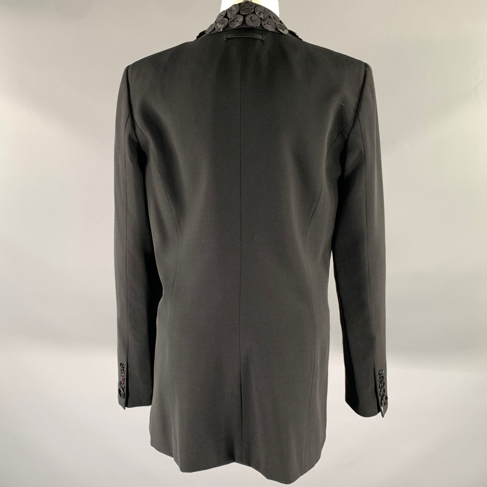 Jean Paul Gaultier JEAN PAUL GAULTIER Black Virgin Wool Button Shawl Blazer Size L / US 10 / IT 46 - 4 Thumbnail