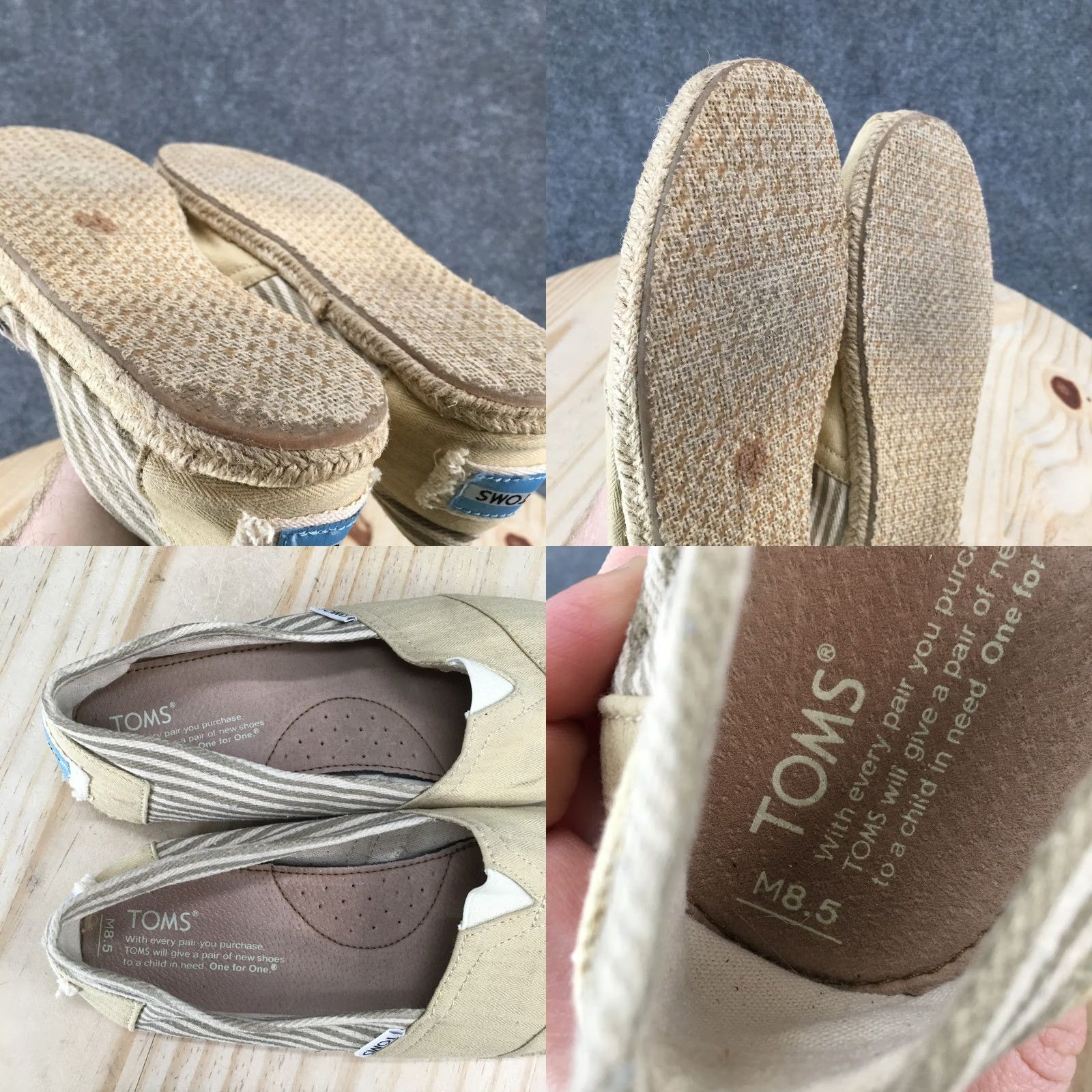 Toms TOMS Shoes Mens 8.5 Alpargata Rope Loafers Beige Canvas Casual Comfort Low Top Size M / US 6-8 / IT 42-44 - 9 Thumbnail