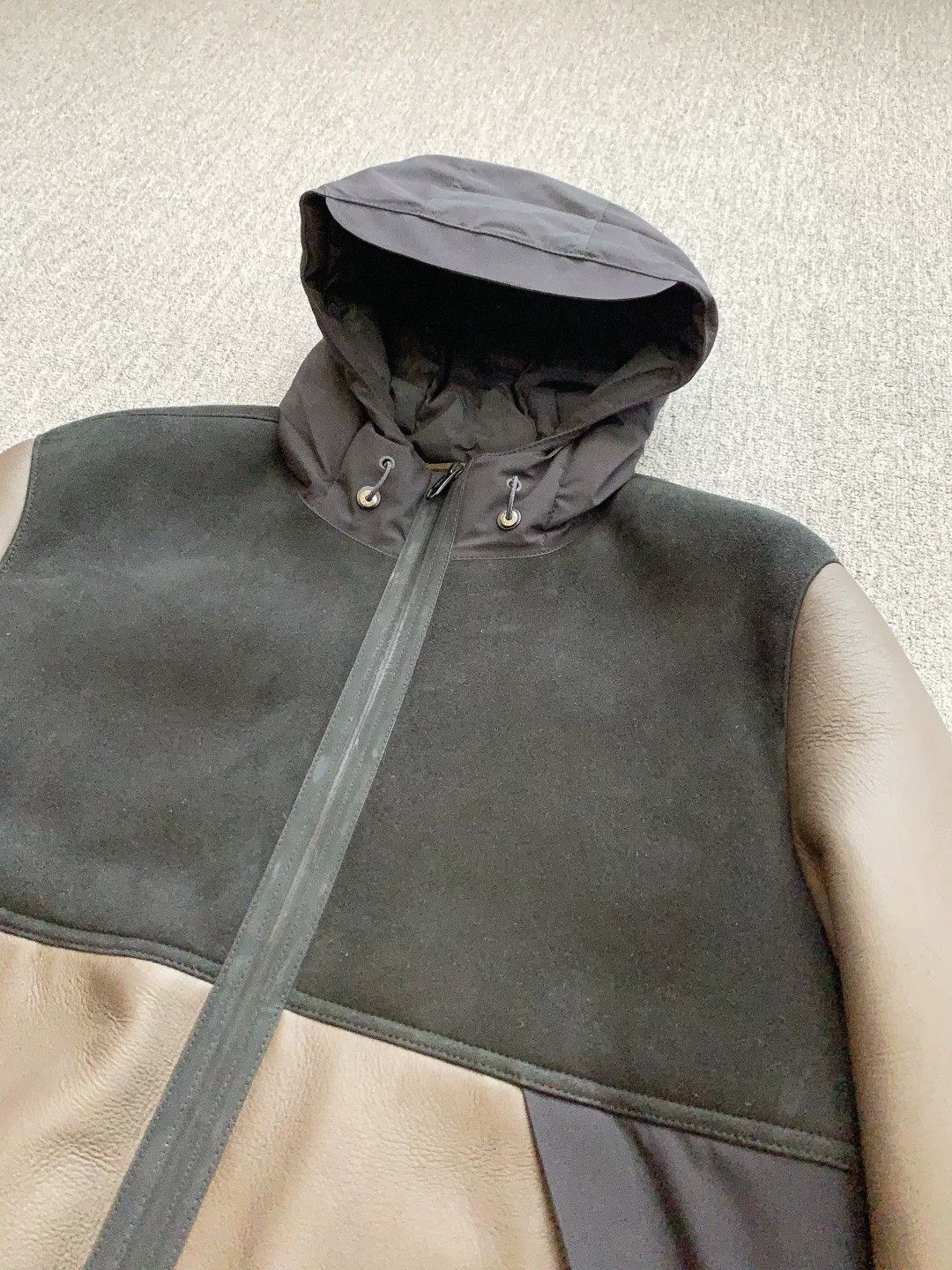 Z Zegna ZZEGNA Hooded Color-Blocked Shearling Jacket Size US M / EU 48-50 / 2 - 2 Thumbnail