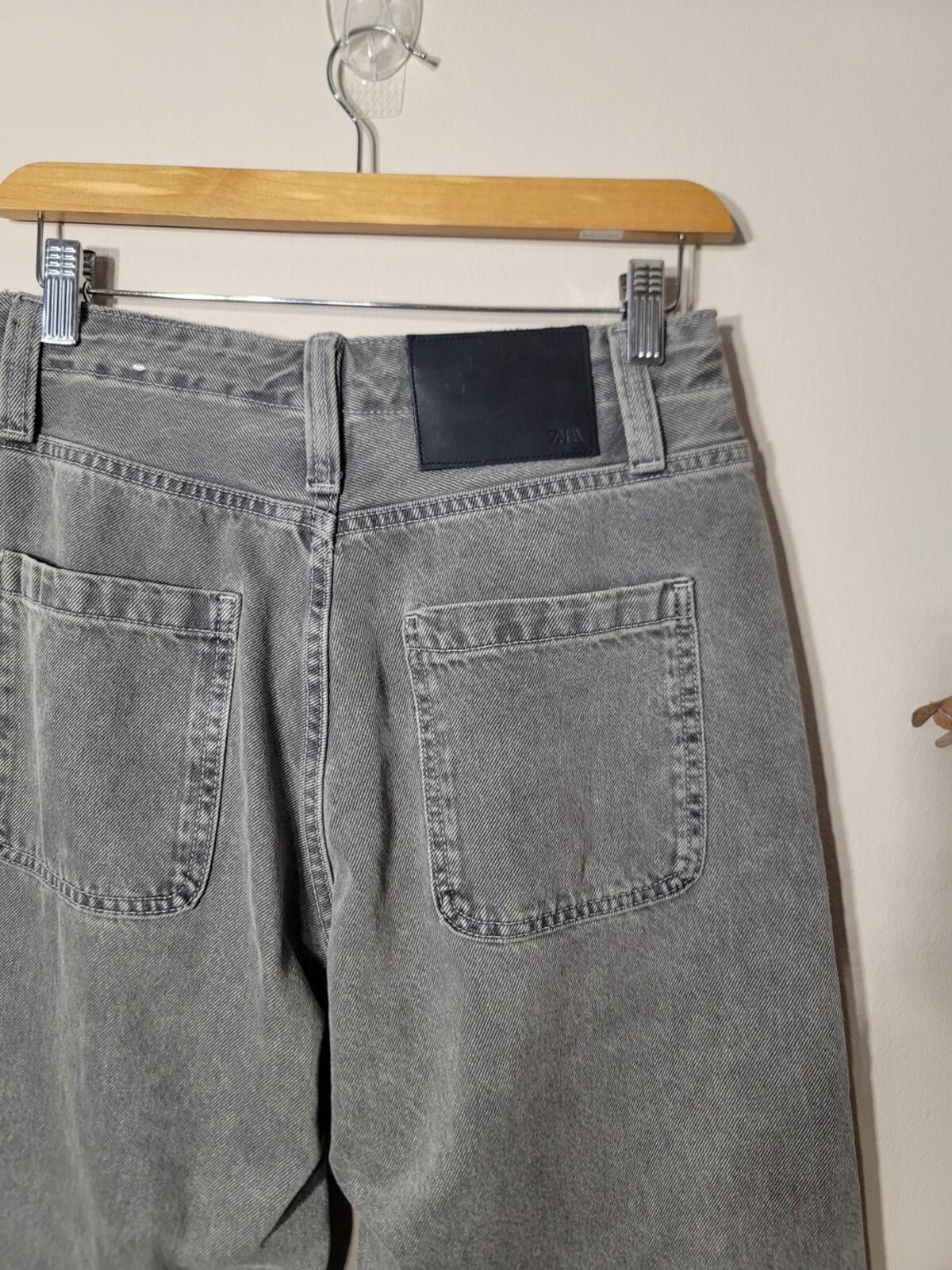 Zara Zara Y2K Gray Wide Leg Tie-Waist Jeans Streetwear Sz 28 Size 28" / US 6 / IT 42 - 5 Thumbnail