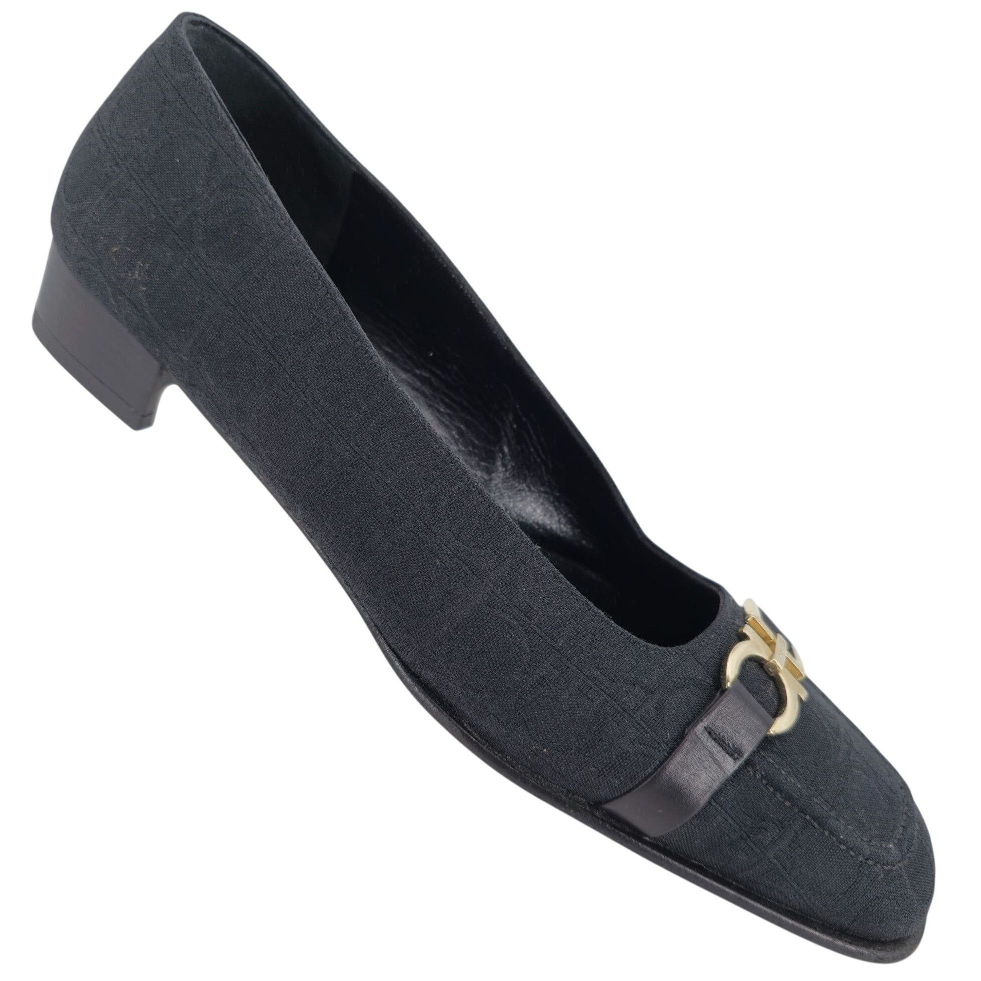 Salvatore Ferragamo Salvatore Ferragamo Italy Womens 8AA Black Signature Gancini Size US 8 / IT 38 - 1 Thumbnail