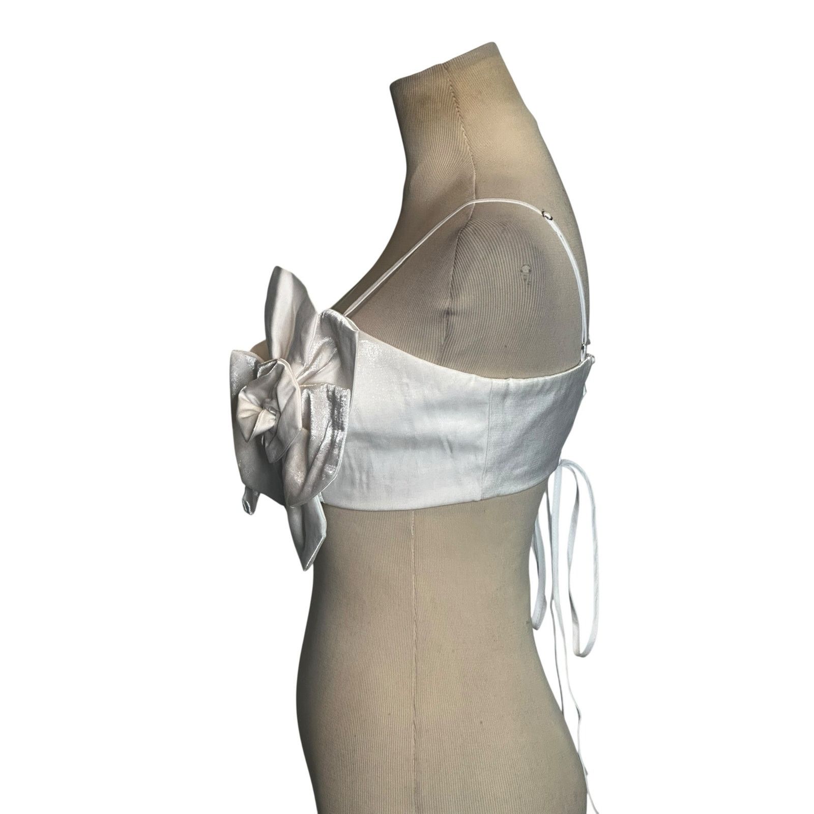 Shein Shein Bae white flowers back lace up crop top size Small Size S / US 4 / IT 40 - 7 Thumbnail