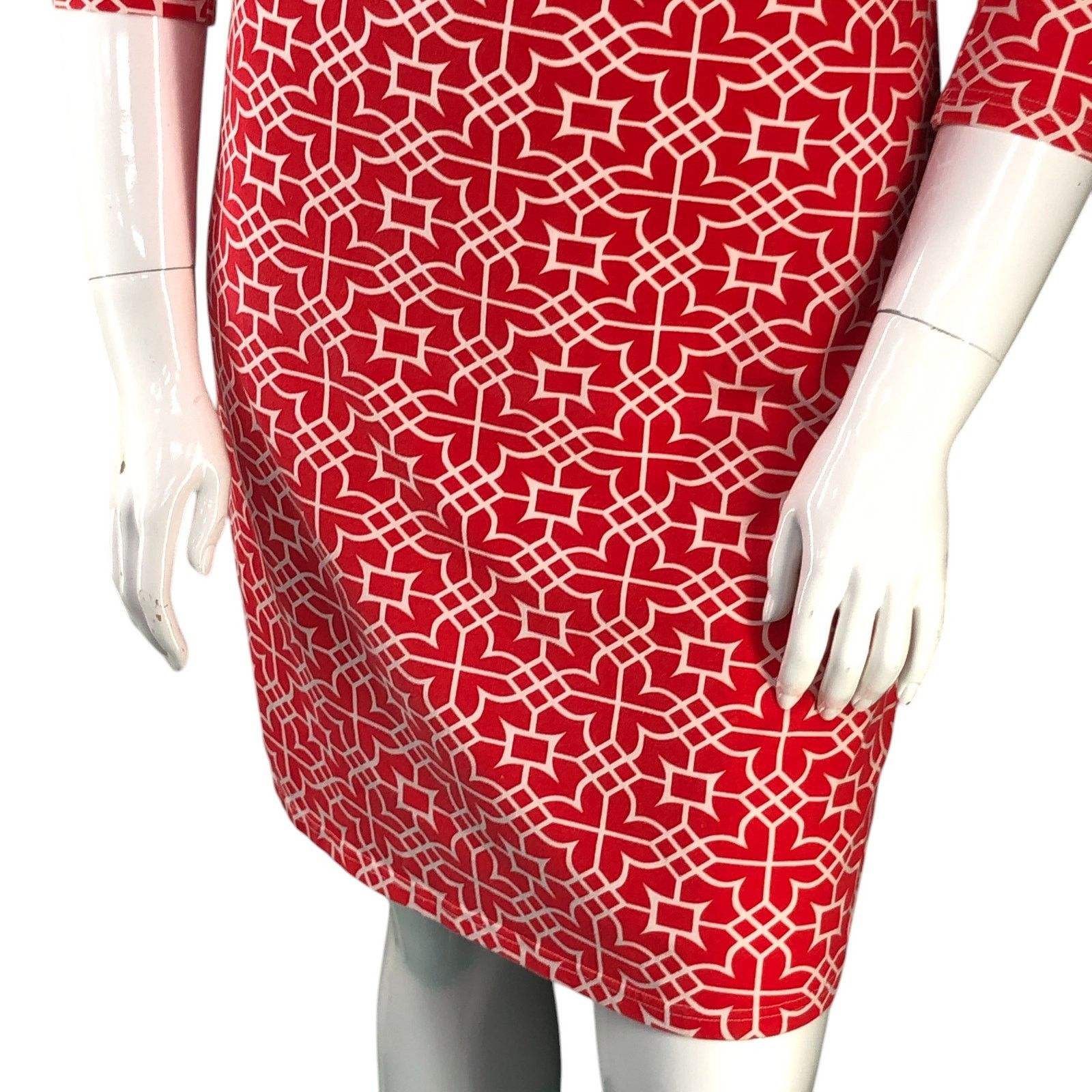 Gretchen Scott Gretchen Scott Size L Dress Shift Jersey Geometric Red Size L / US 10 / IT 46 - 3 Thumbnail