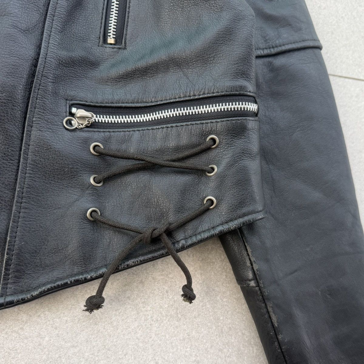 Japanese Brand Vintage KRABPER Genuine Leather Crop Biker Jacket Size M / US 6-8 / IT 42-44 - 5 Thumbnail